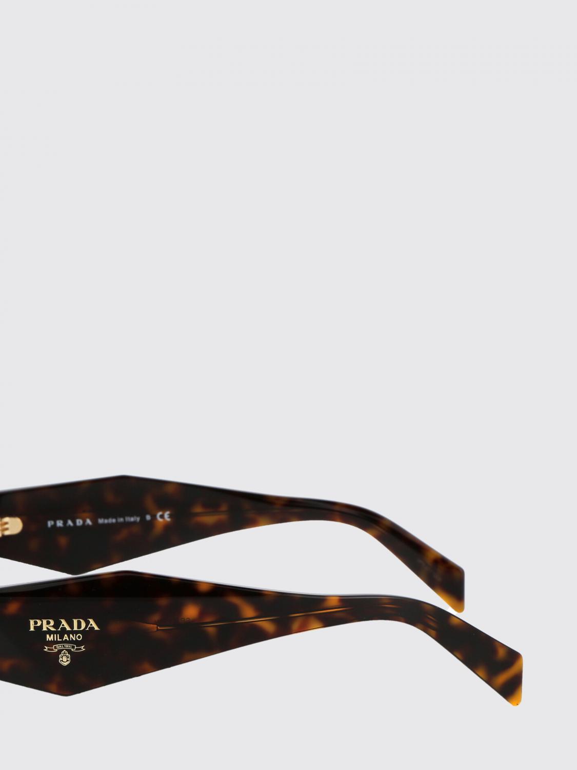 PRADA OCCHIALI DA SOLE: Occhiali da sole in acetato con logo Prada, Marrone - Img 3