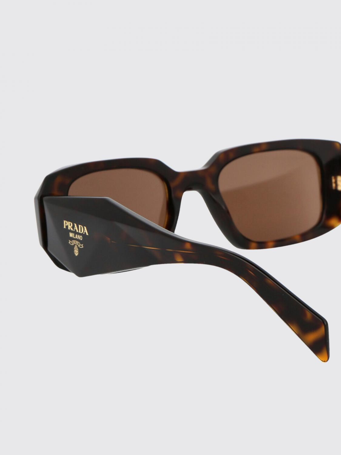 PRADA OCCHIALI DA SOLE: Occhiali da sole in acetato con logo Prada, Marrone - Img 4