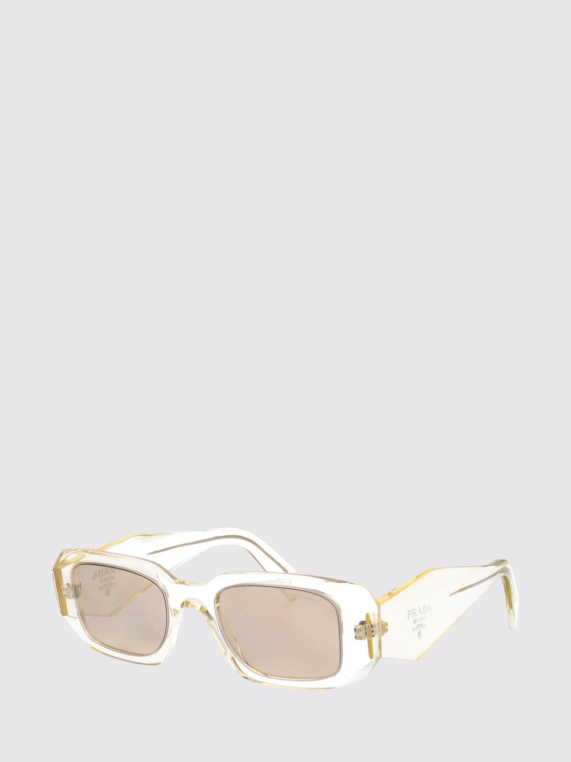 PRADA GAFAS DE SOL: Gafas de sol Prada de acetato con logo, Trasparente - Img 1