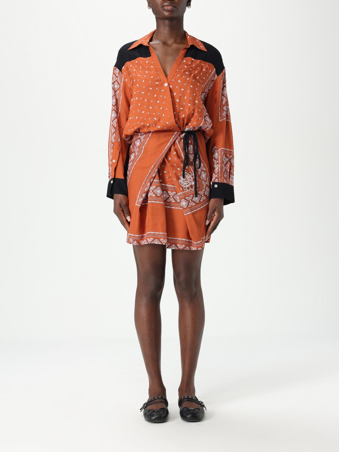 PINKO ABITO: Abito chemisier Pinko in viscosa con stampa Bandana , Marrone - Img 1