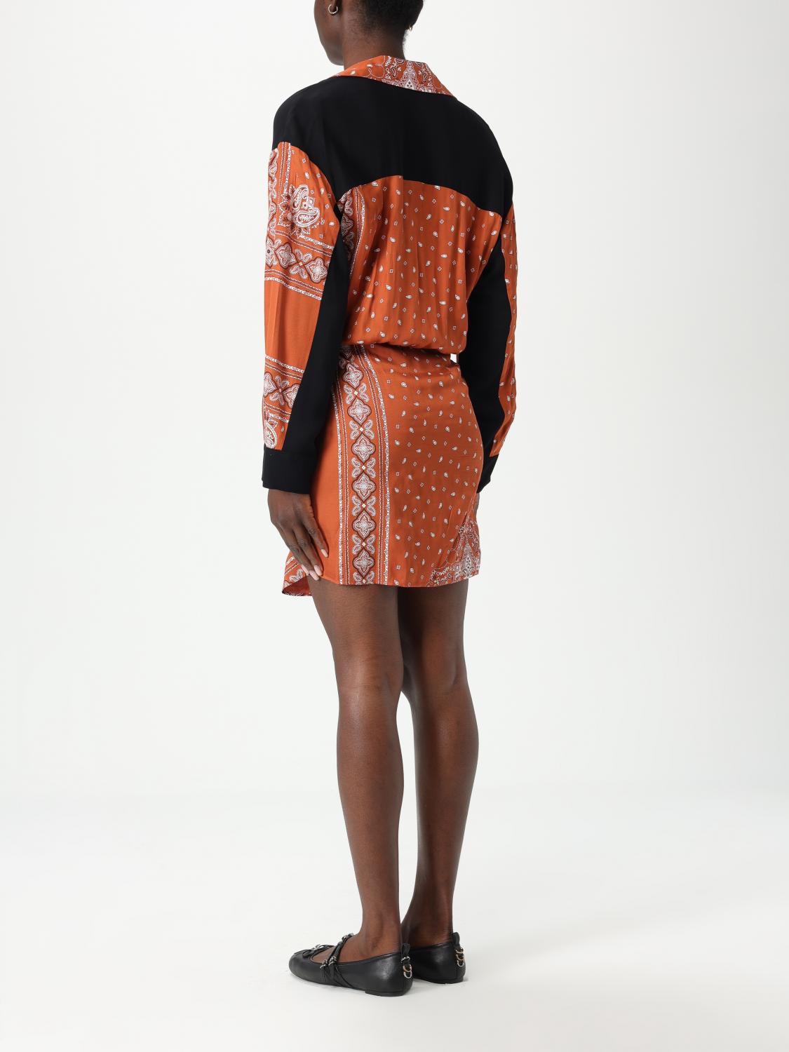 PINKO ABITO: Abito chemisier Pinko in viscosa con stampa Bandana , Marrone - Img 2