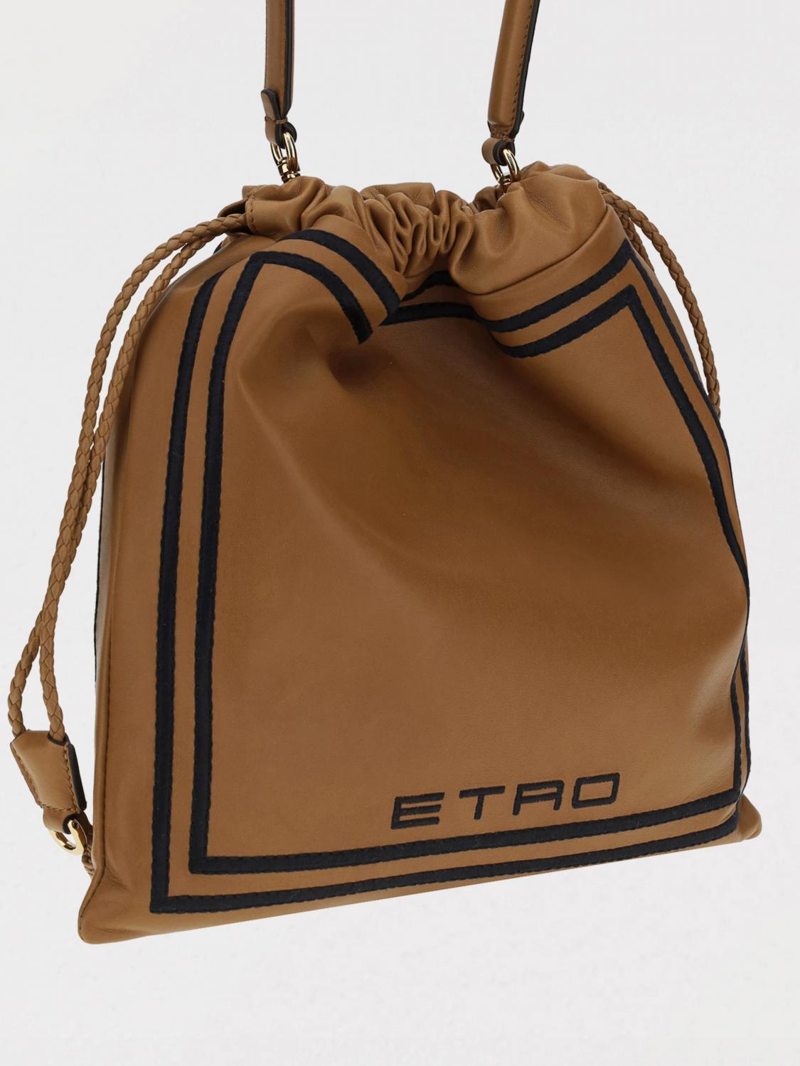 ETRO BORSA A MANO: Borsa Kalispera Etro in pelle con ricamo floreale , Cuoio - Img 3