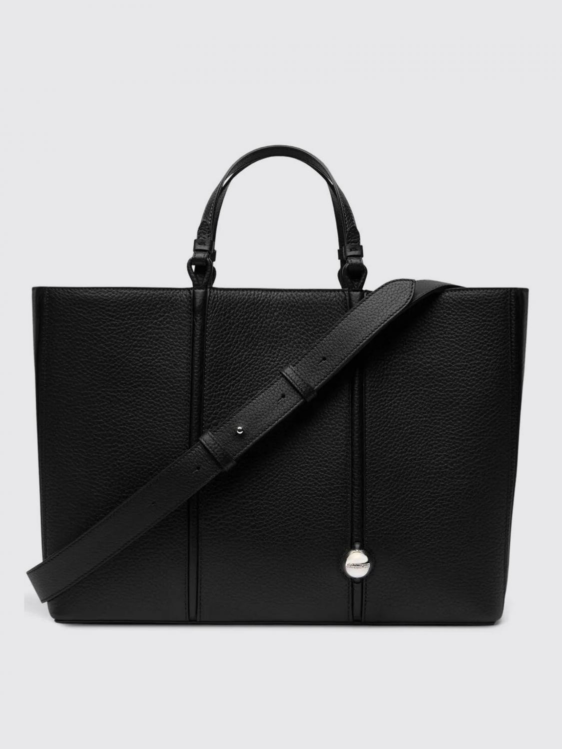 JACQUEMUS BORSA A TRACOLLA: Borsa Le Marino Tote Jacquemus in pelle a grana , Nero - Img 1