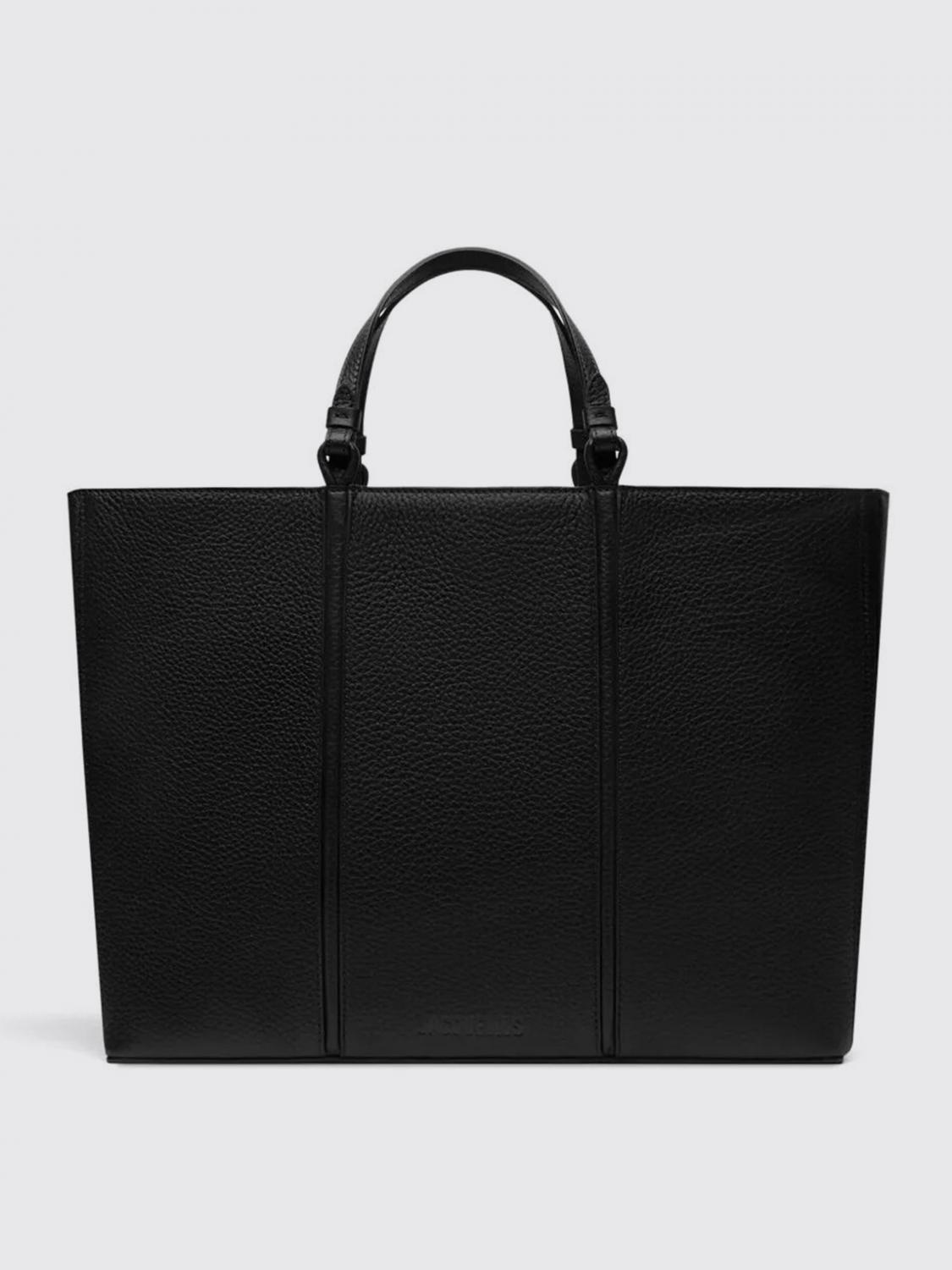 JACQUEMUS BORSA A TRACOLLA: Borsa Le Marino Tote Jacquemus in pelle a grana , Nero - Img 3