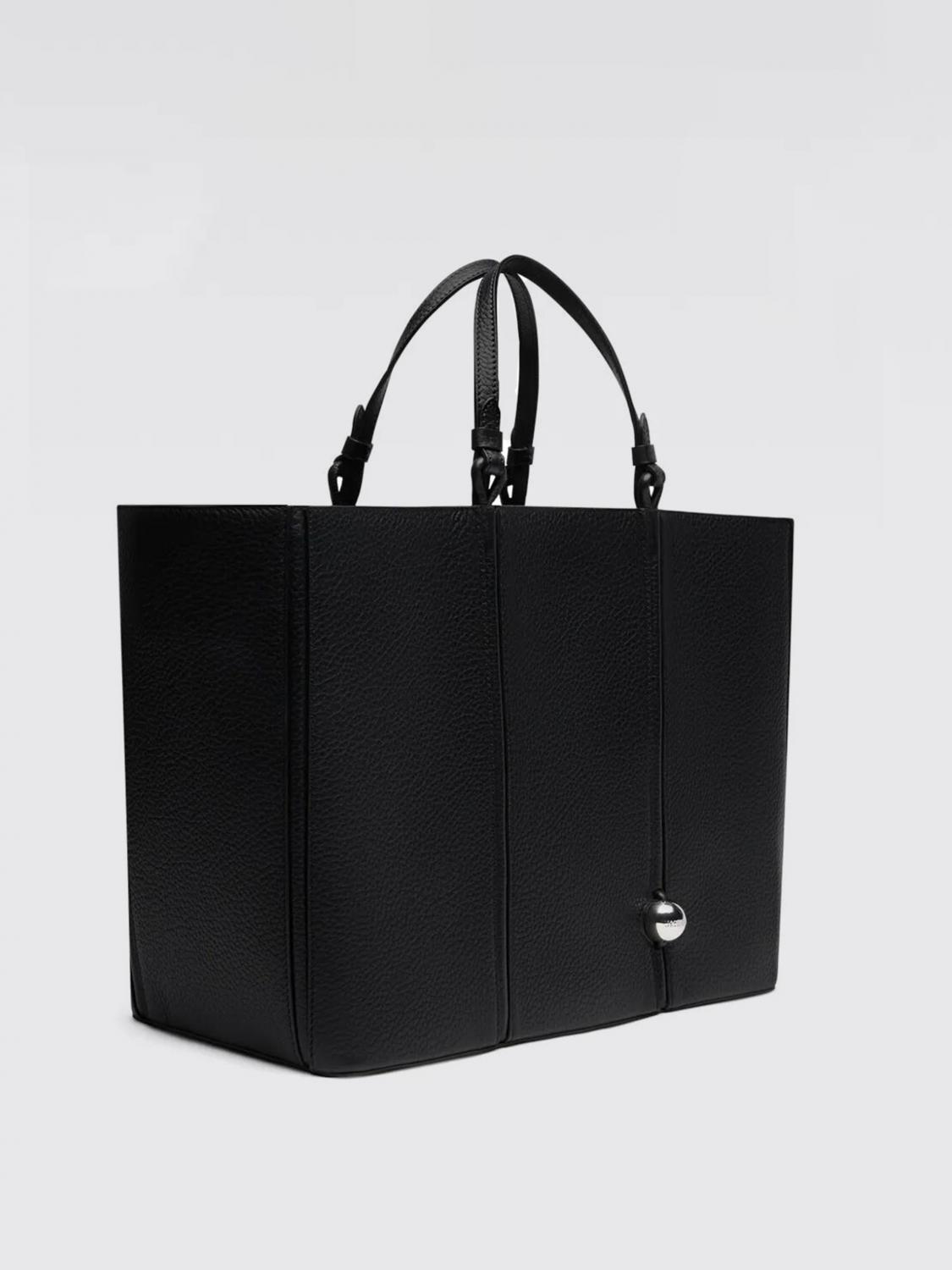JACQUEMUS BORSA A TRACOLLA: Borsa Le Marino Tote Jacquemus in pelle a grana , Nero - Img 4