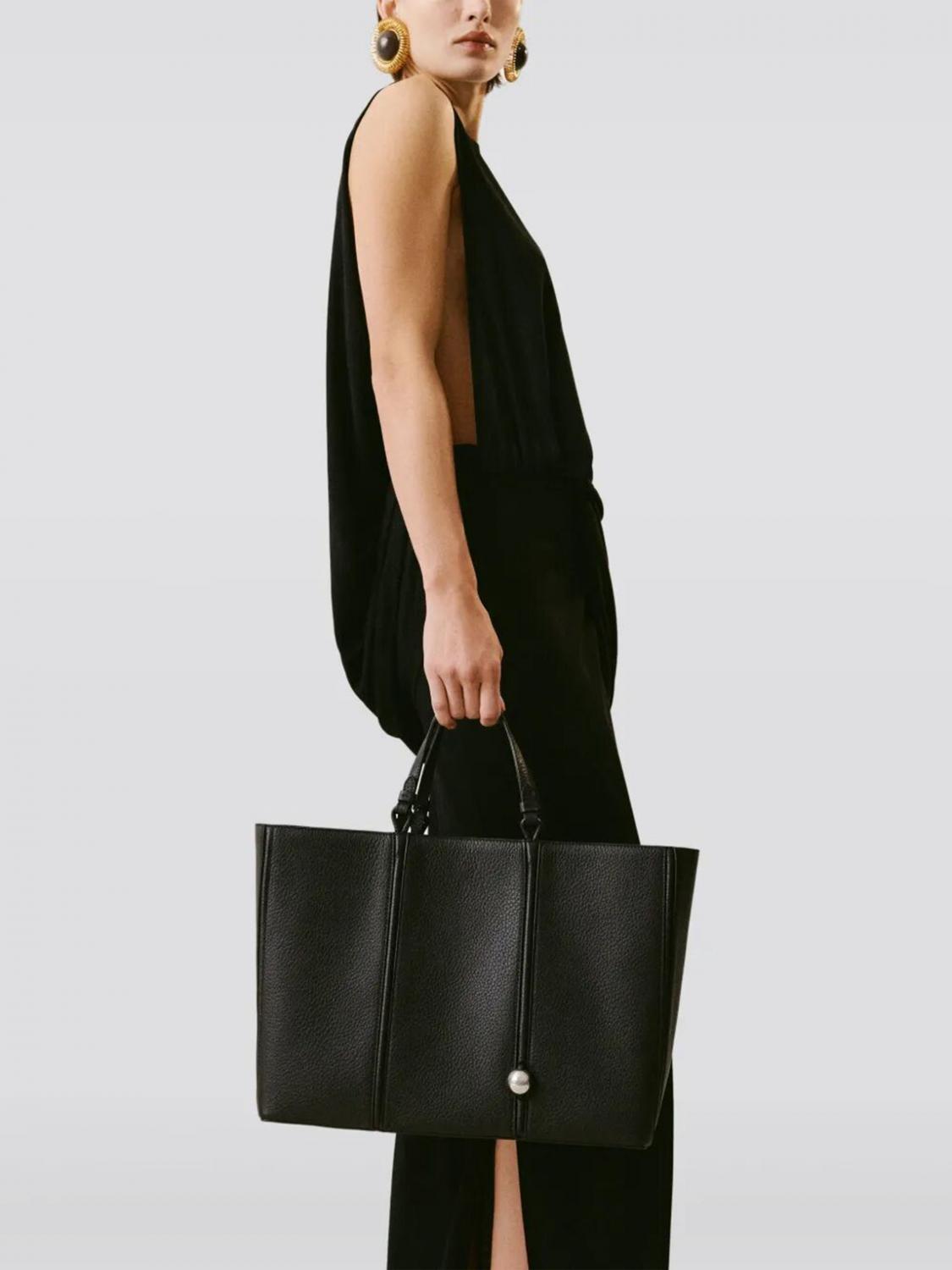 JACQUEMUS BORSA A TRACOLLA: Borsa Le Marino Tote Jacquemus in pelle a grana , Nero - Img 6