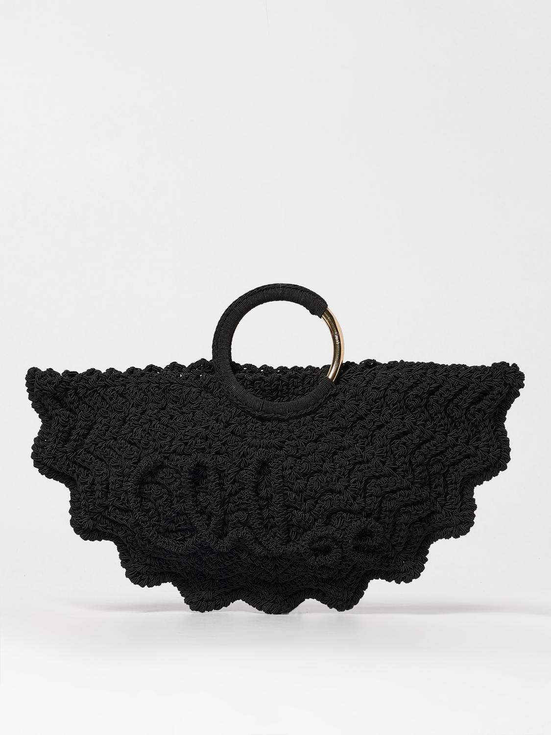 CHLOÉ BORSA A MANO: Borsa Bracelet Paravent Chloè in tessuto crochet , Nero - Img 1