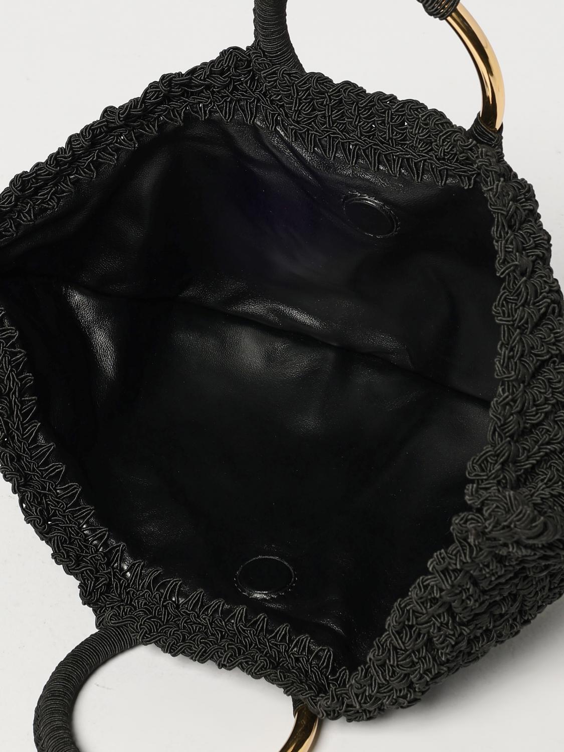 CHLOÉ BORSA A MANO: Borsa Bracelet Paravent Chloè in tessuto crochet , Nero - Img 5