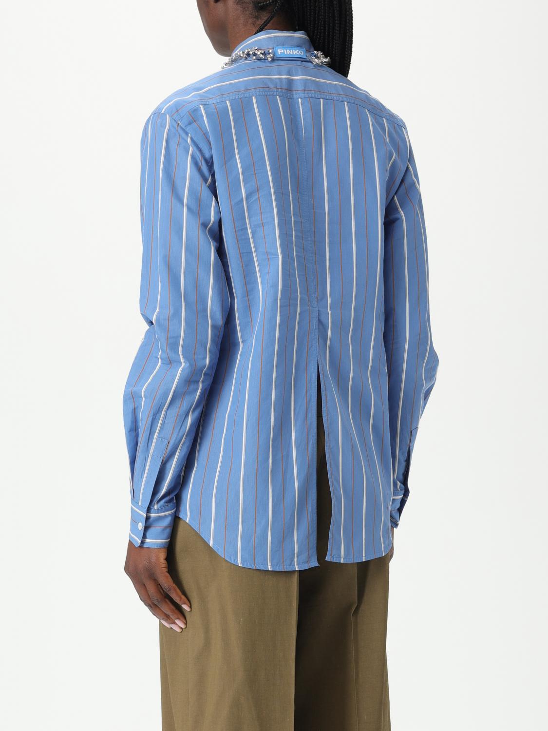 PINKO CAMICIA: Camicia Pinko in cotone a righe con strass, Blue - Img 2