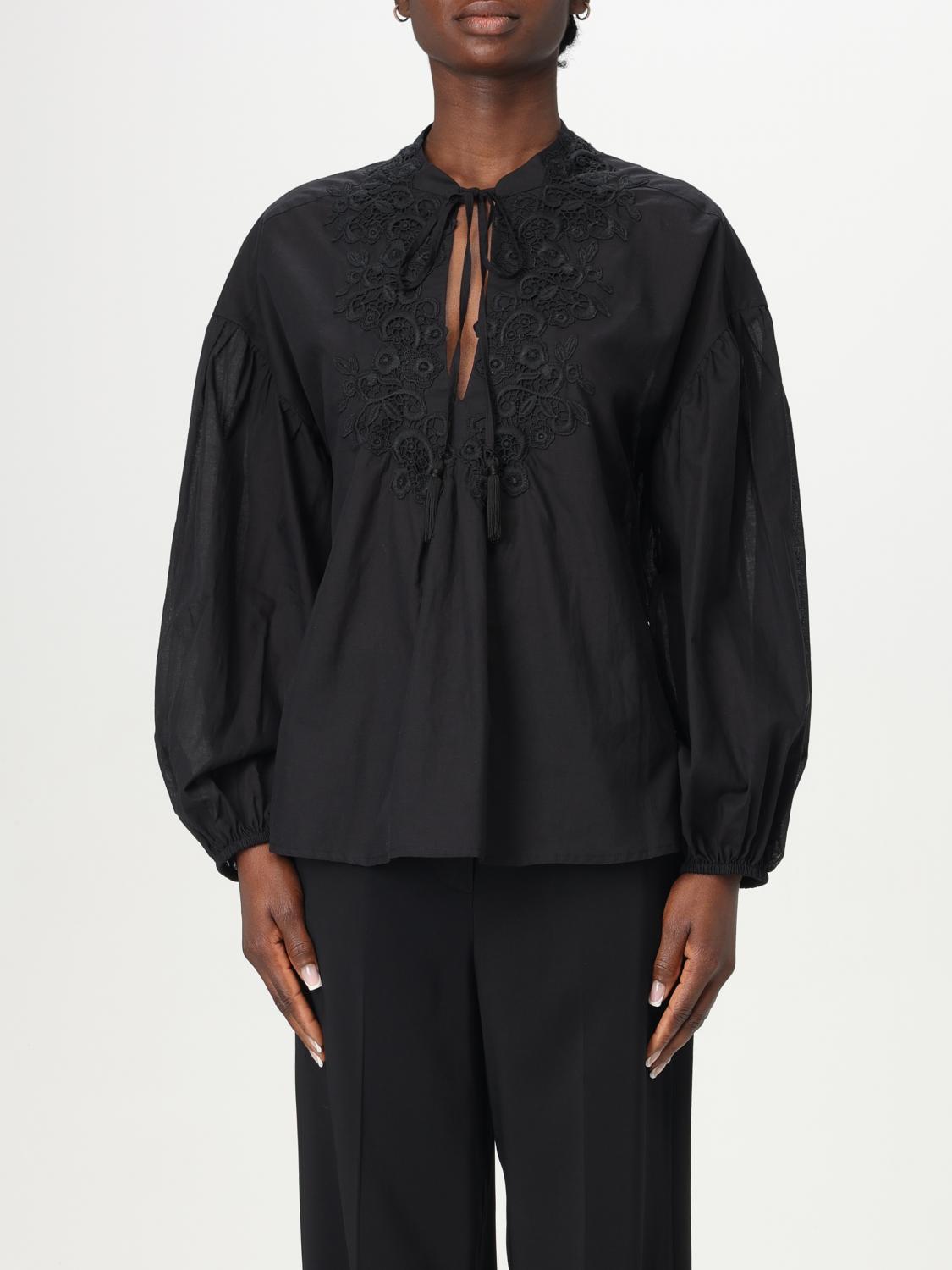 ERMANNO FIRENZE TOP: Blusa Ermanno Firenze in cotone con inserti in pizzo , Nero - Img 1