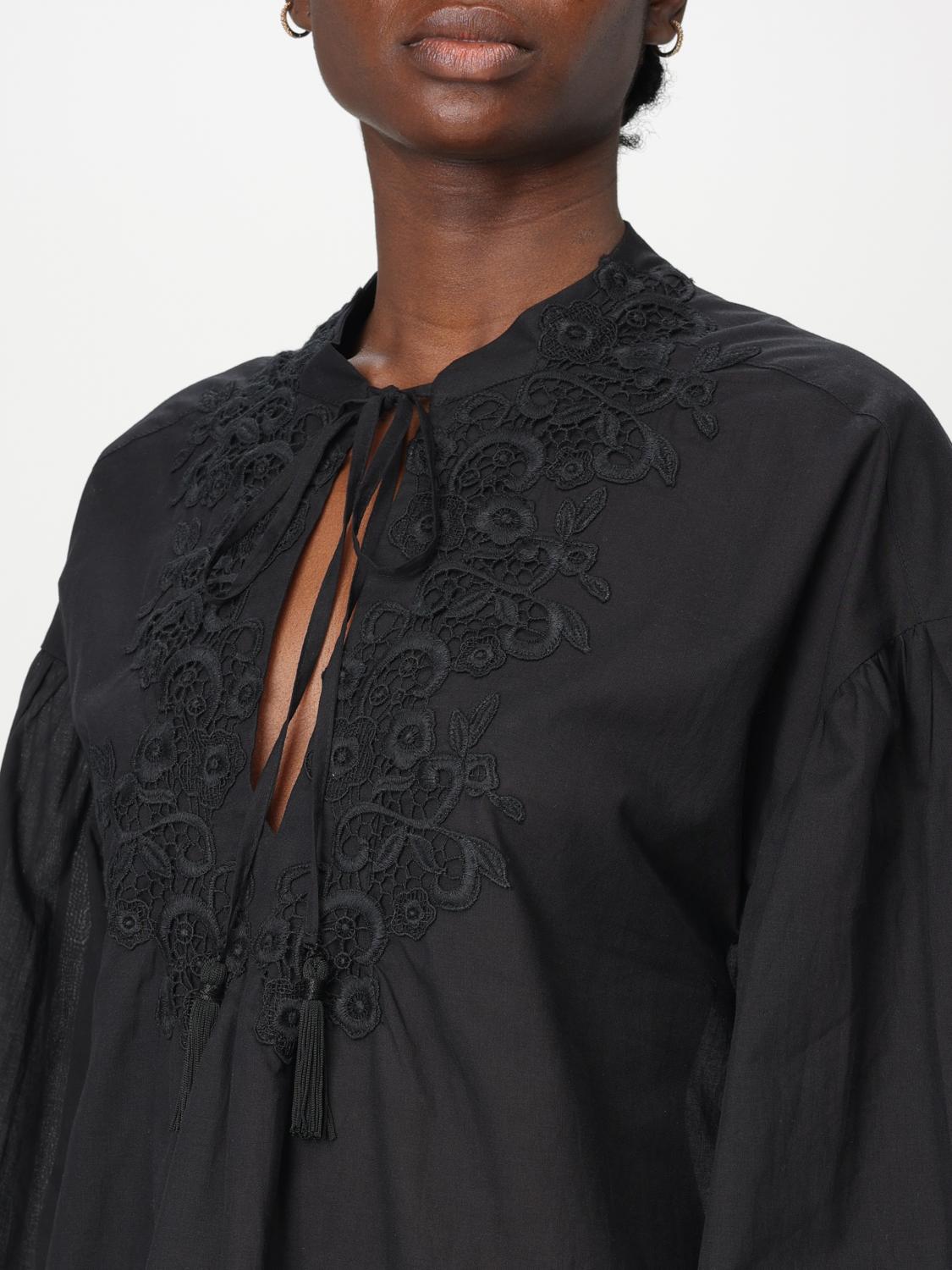 ERMANNO FIRENZE TOP: Blusa Ermanno Firenze in cotone con inserti in pizzo , Nero - Img 3