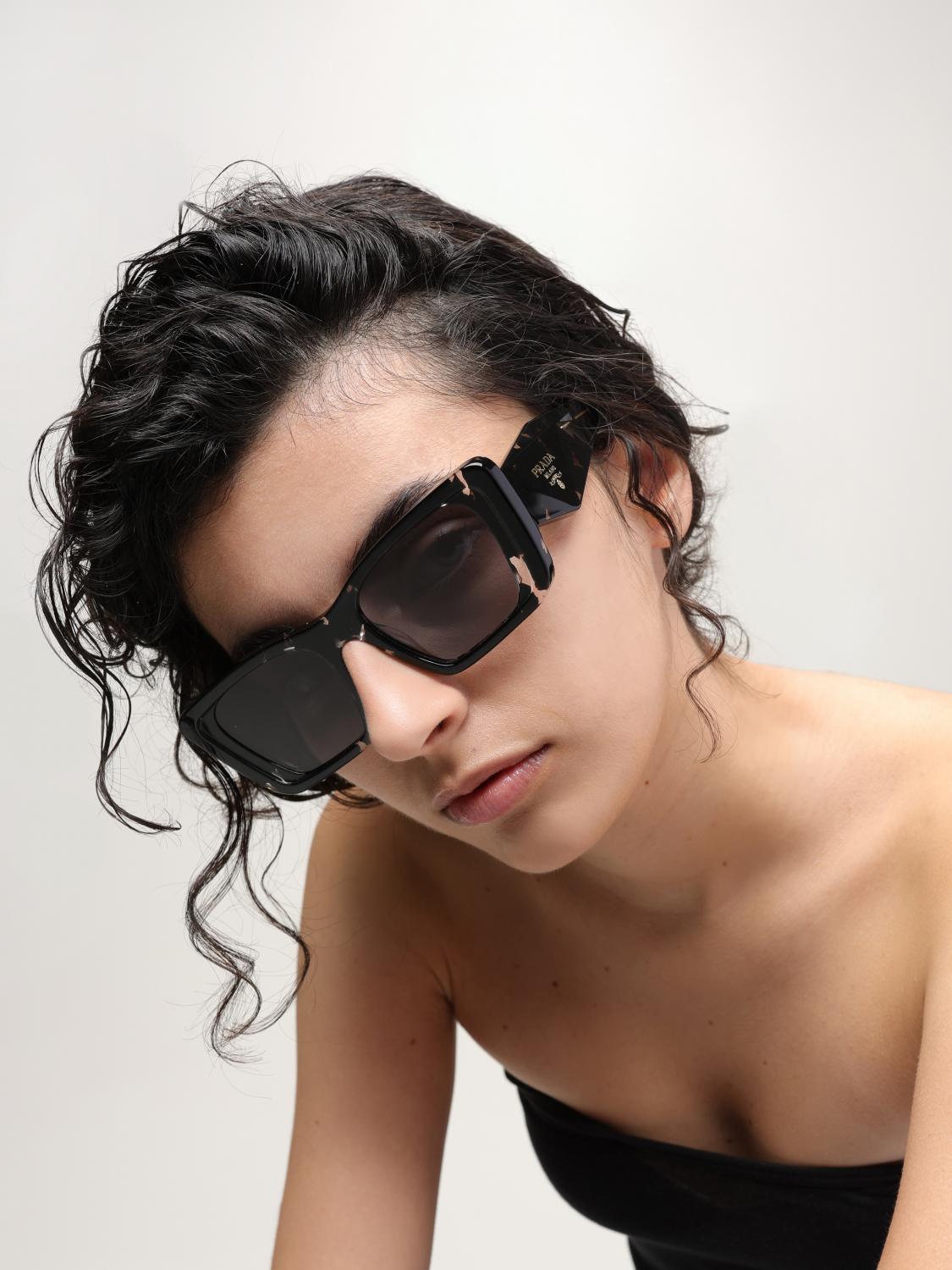 PRADA SUNGLASSES: Prada Acetate Sunglasses, Black - Img 2