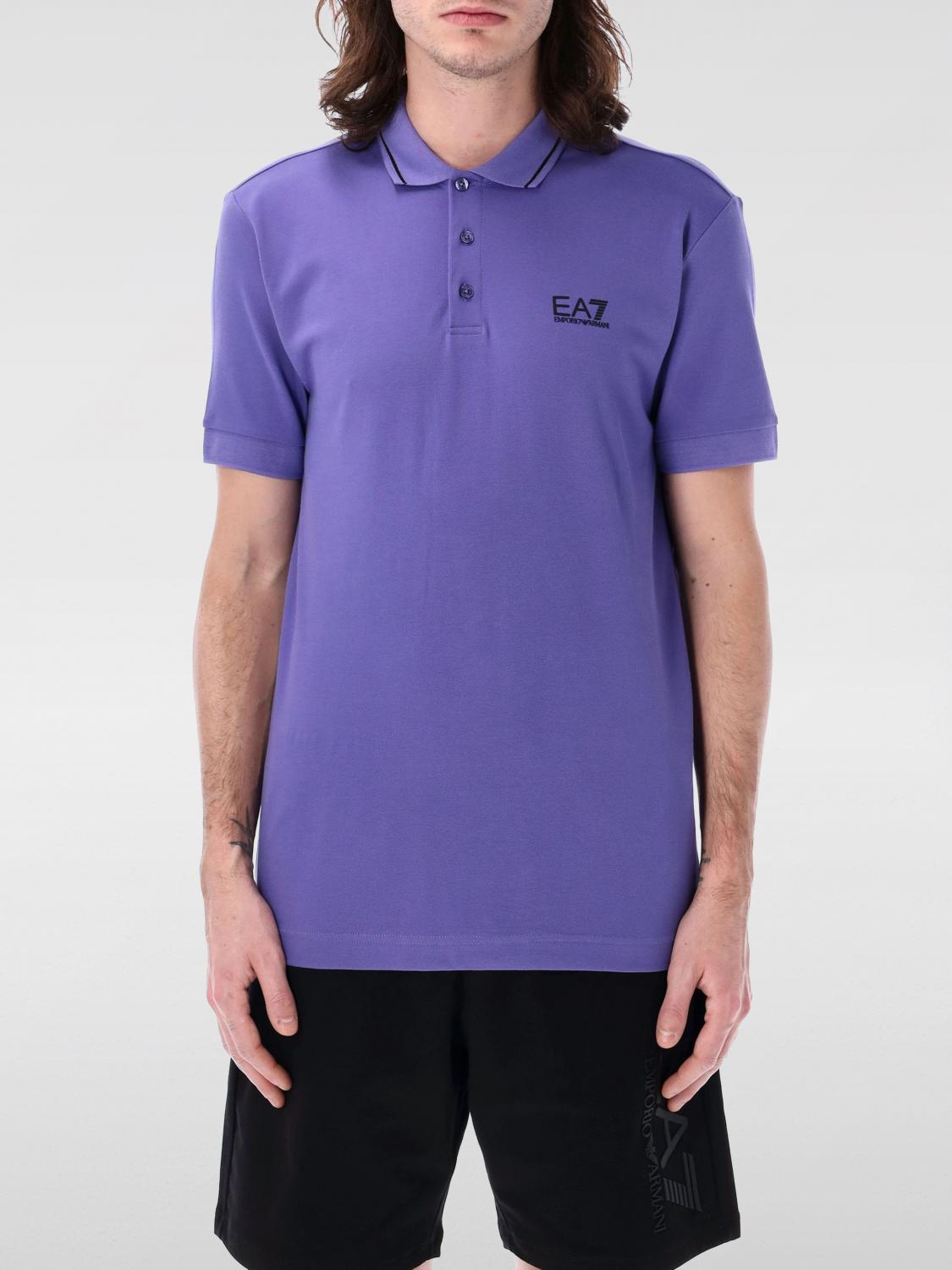 EA7 POLO: Polo in cotone con logo Ea7, Blue - Img 1