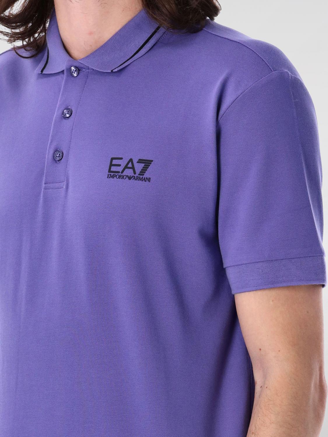 EA7 POLO: Polo in cotone con logo Ea7, Blue - Img 3