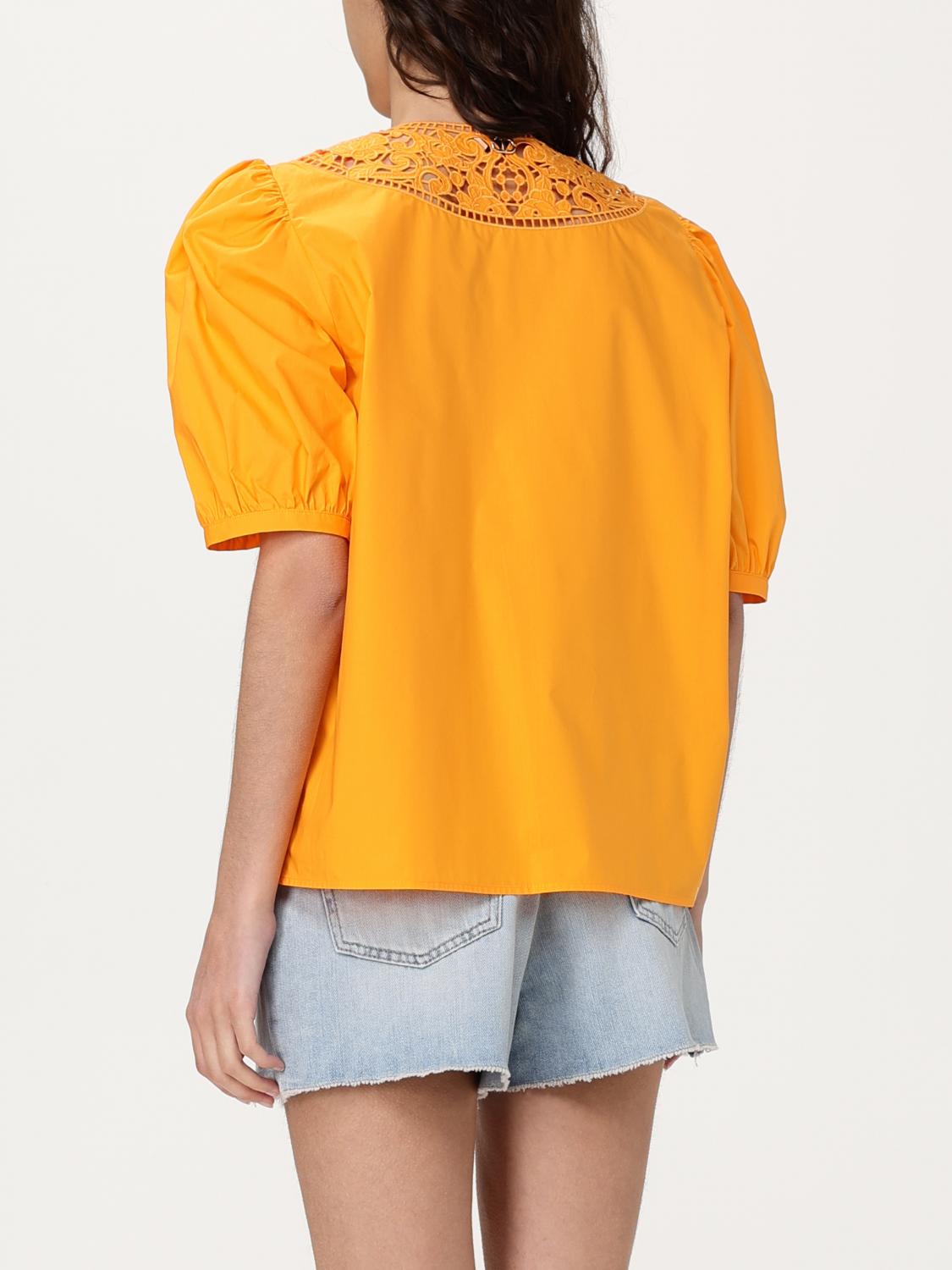 TWINSET TOP: Blusa Twinset in cotone con inserti in macramè , Giallo - Img 2