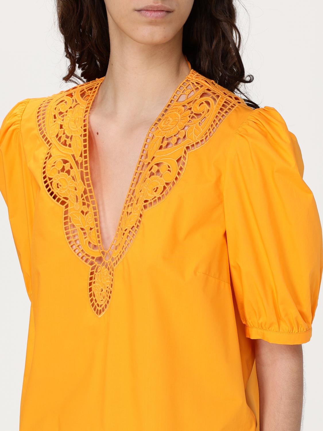 TWINSET TOP: Blusa Twinset in cotone con inserti in macramè , Giallo - Img 3