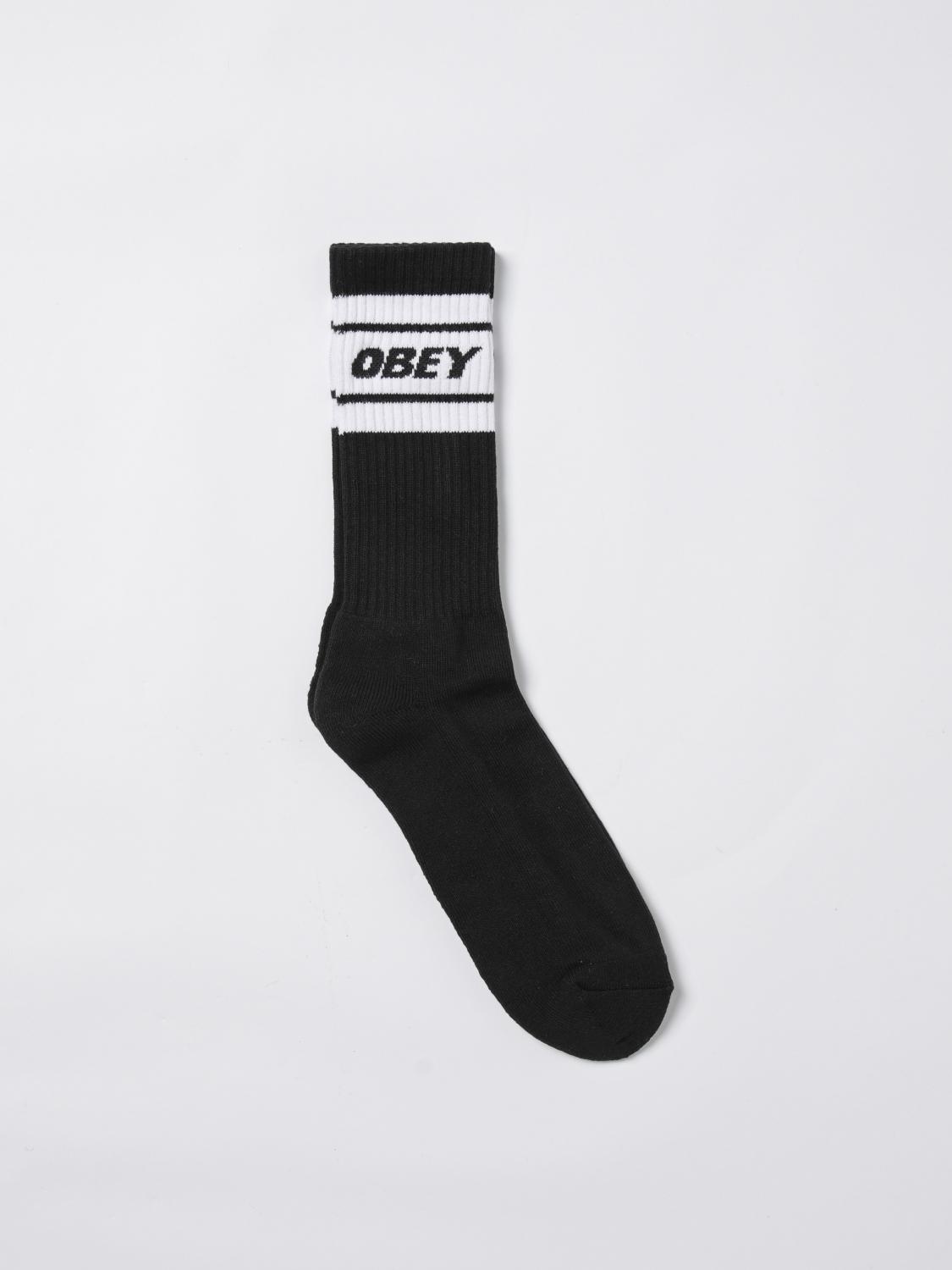 OBEY CALZE: Calze con logo Obey in cotone, Bianco - Img 1