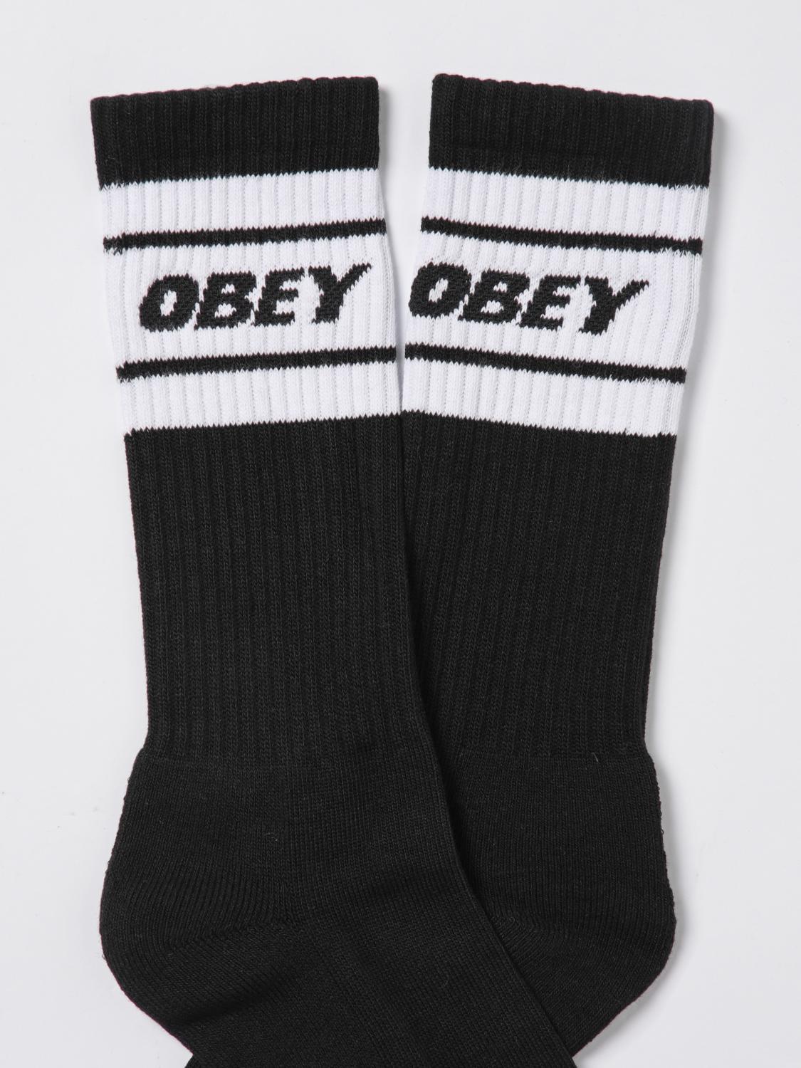 OBEY CALZE: Calze con logo Obey in cotone, Bianco - Img 2
