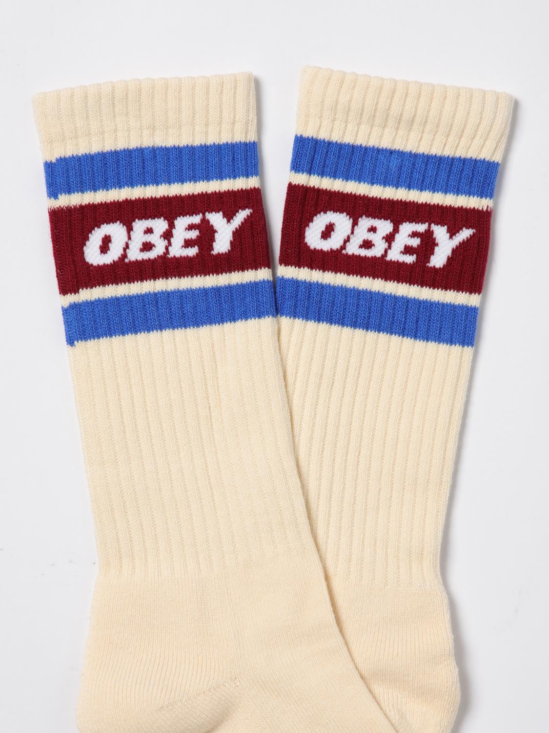 OBEY CALZE: Calze con logo Obey in cotone, Avorio - Img 2