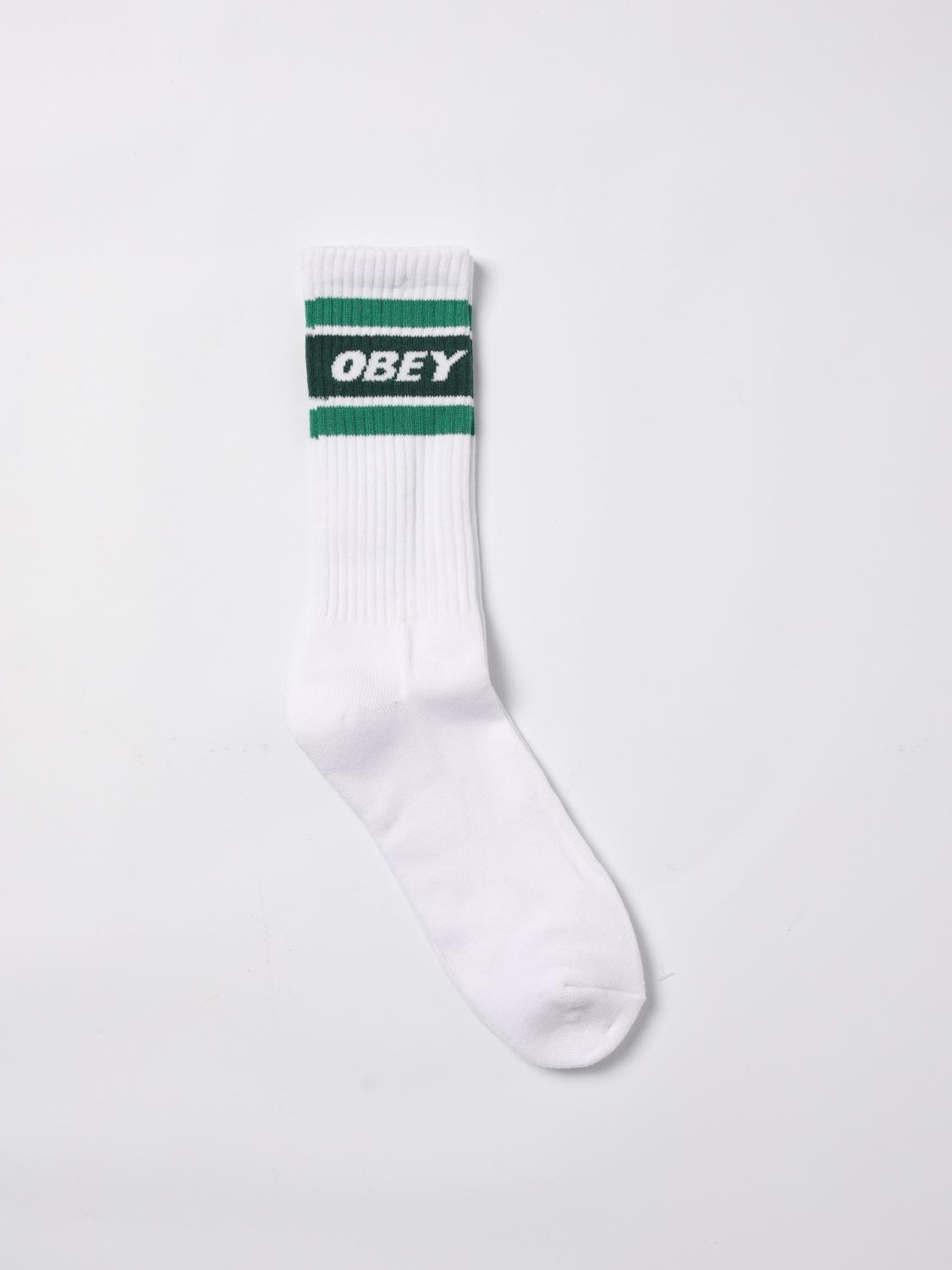 OBEY CALZE: Calze con logo Obey in cotone, Bianco 1 - Img 1
