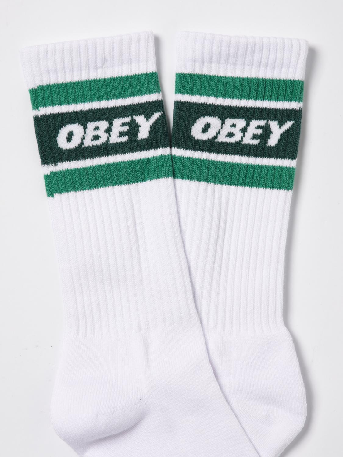 OBEY CALZE: Calze con logo Obey in cotone, Bianco 1 - Img 2