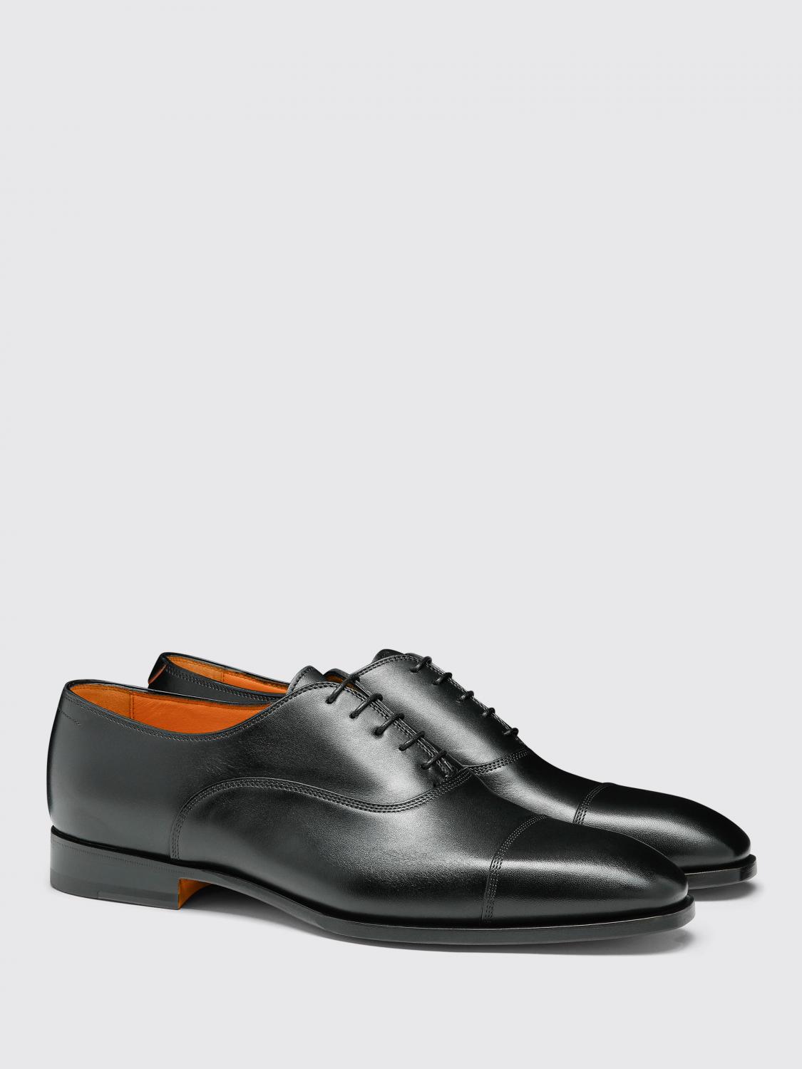 SANTONI SCARPE STRINGATE: Oxford Santoni in pelle , Nero - Img 2
