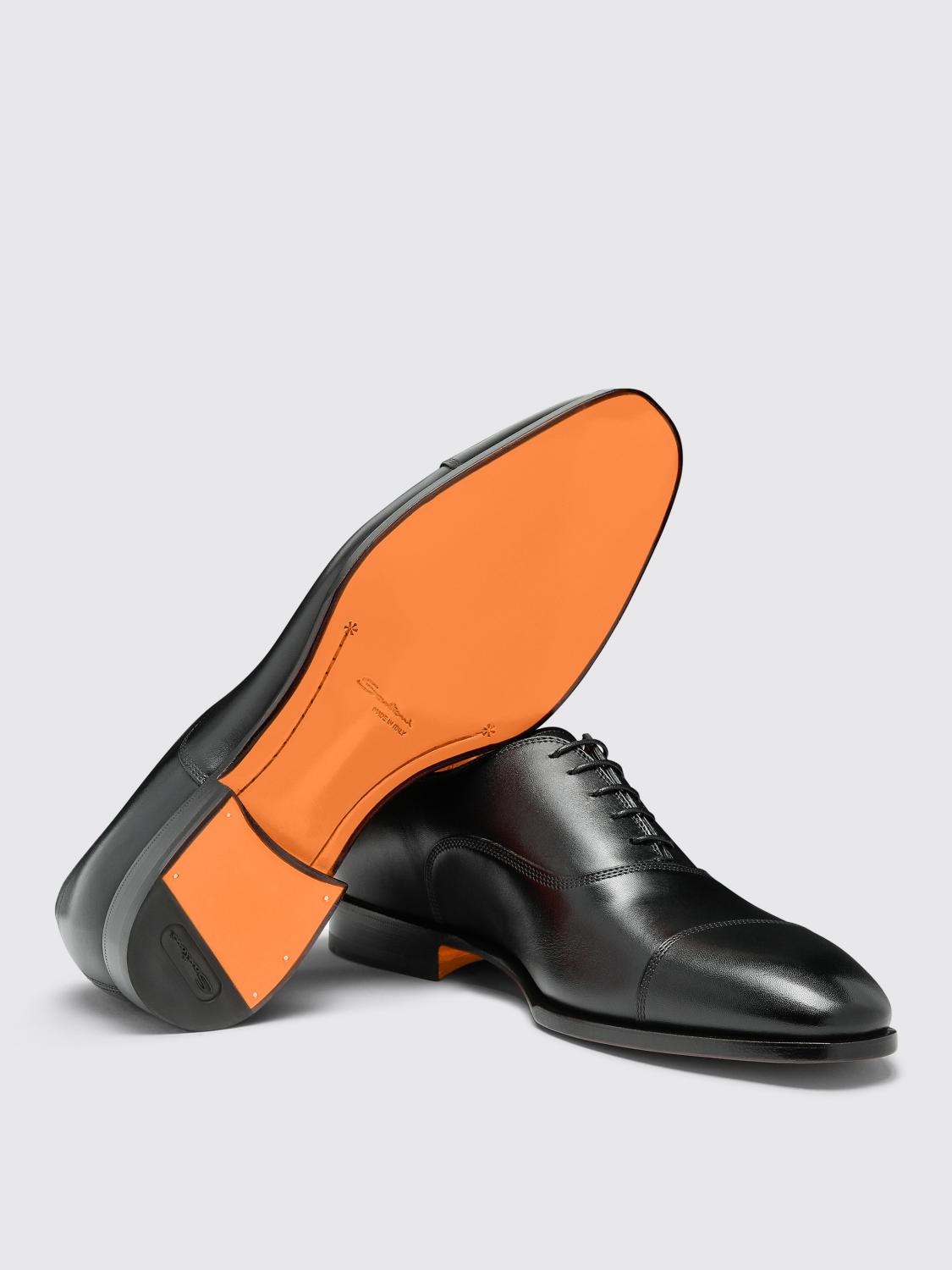 SANTONI SCARPE STRINGATE: Oxford Santoni in pelle , Nero - Img 3