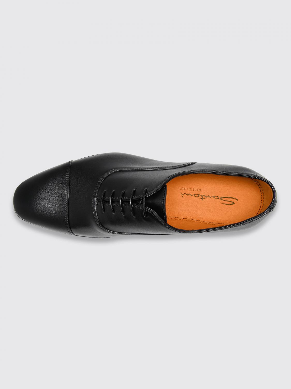 SANTONI SCARPE STRINGATE: Oxford Santoni in pelle , Nero - Img 4
