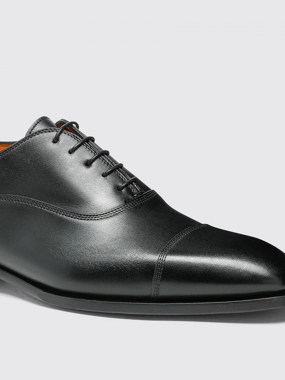 SANTONI SCARPE STRINGATE: Oxford Santoni in pelle , Nero - Img 5