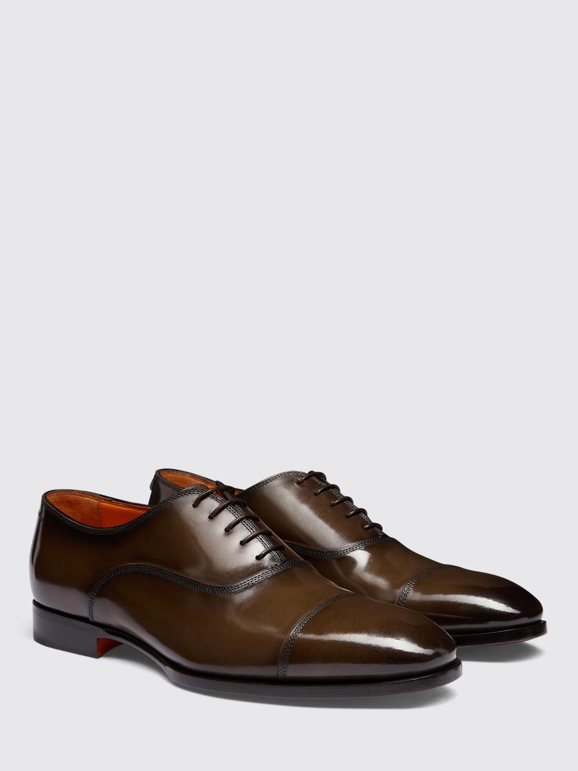 SANTONI SCARPE STRINGATE: Oxford Santoni in pelle , Marrone - Img 2