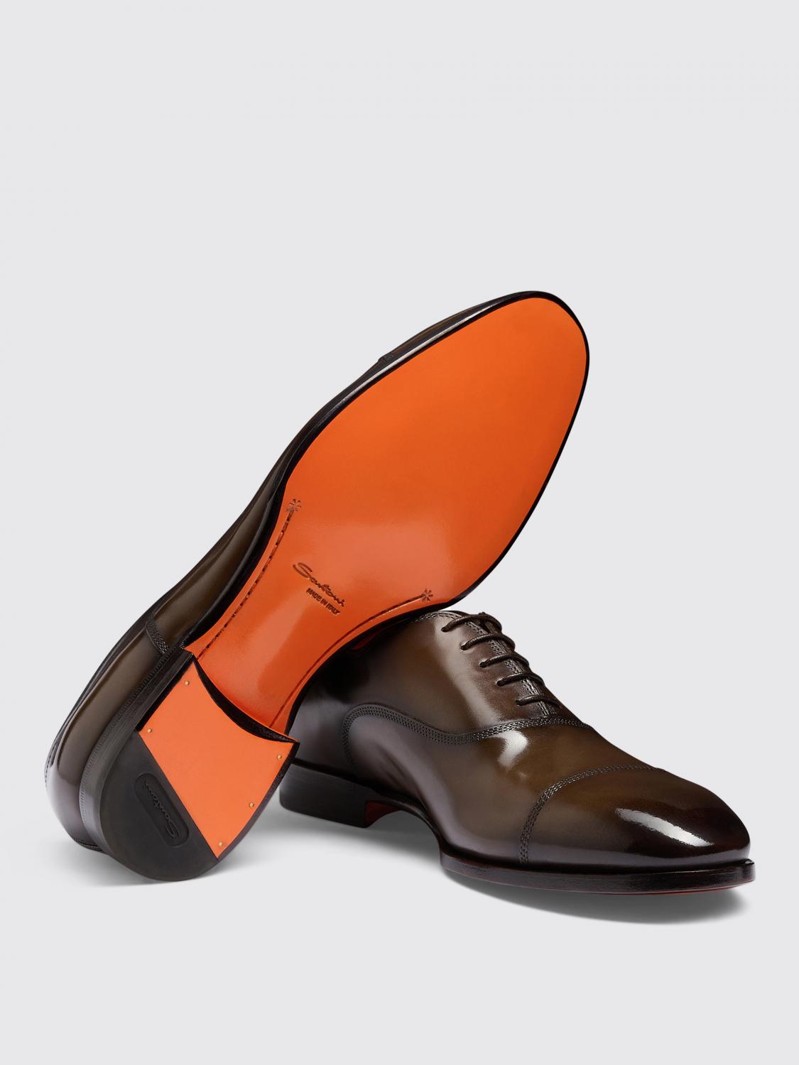 SANTONI SCARPE STRINGATE: Oxford Santoni in pelle , Marrone - Img 3