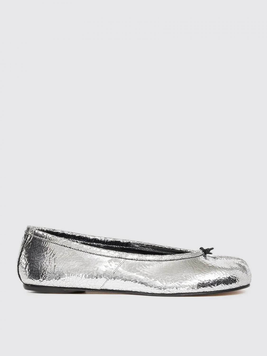 MAISON MARGIELA BALLERINE: Ballerina Tabi Maison Margiela in pelle laminata cracklè , Argento - Img 1