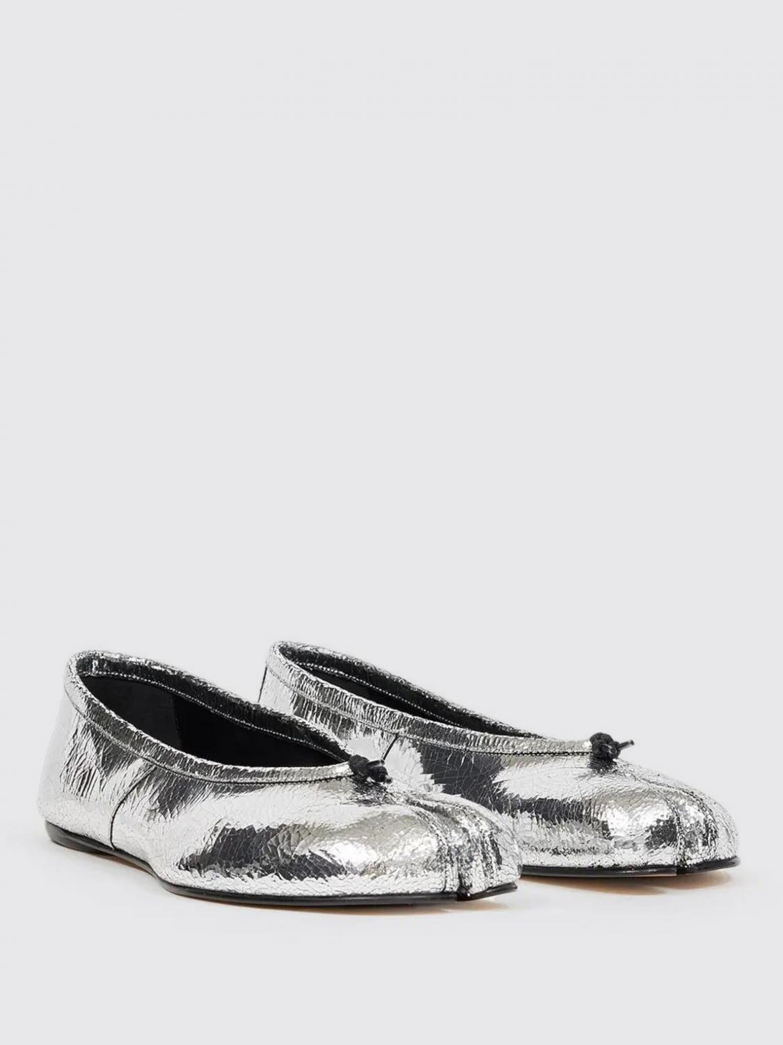 MAISON MARGIELA BALLERINE: Ballerina Tabi Maison Margiela in pelle laminata cracklè , Argento - Img 2