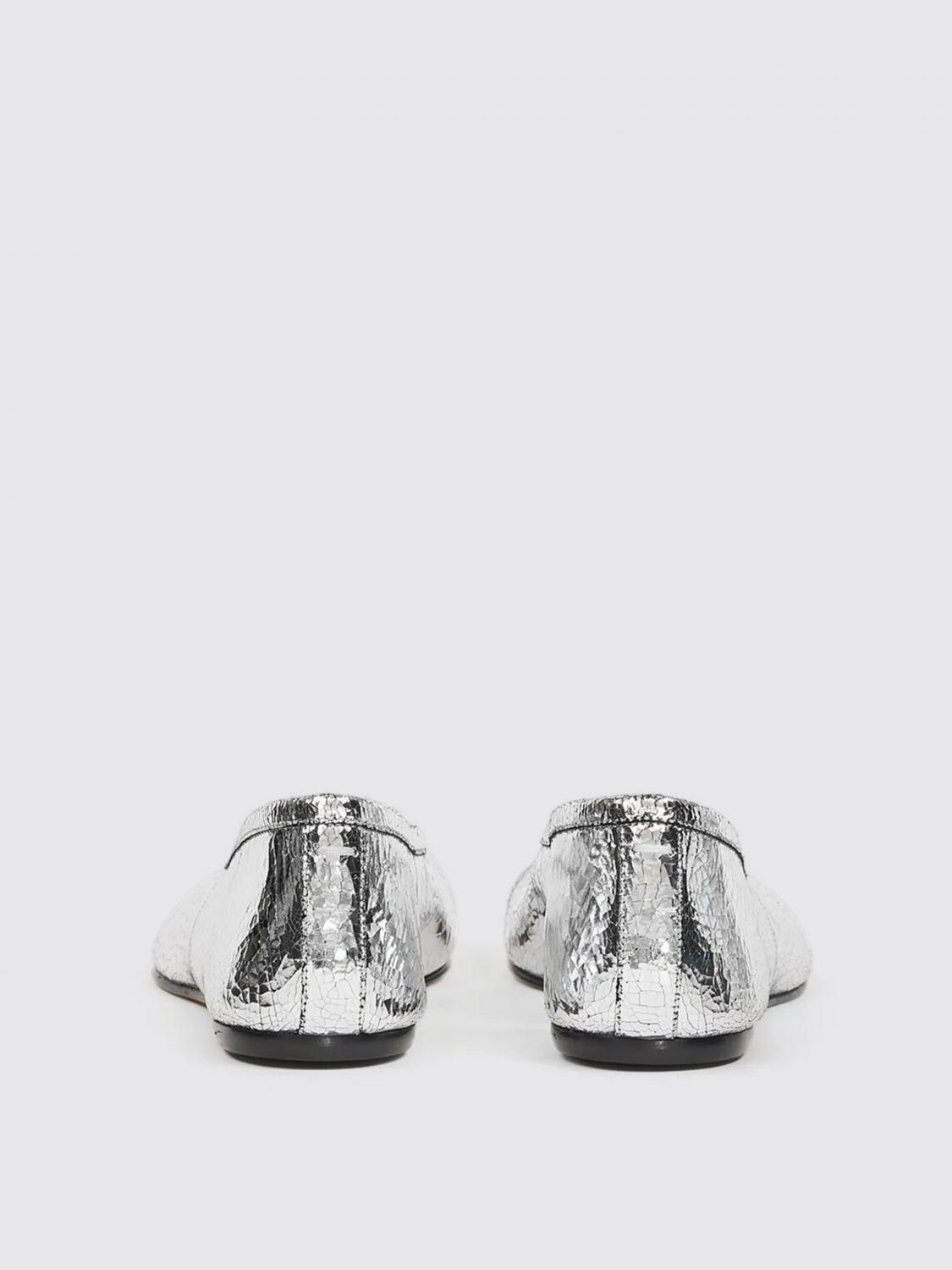 MAISON MARGIELA BALLERINE: Ballerina Tabi Maison Margiela in pelle laminata cracklè , Argento - Img 3