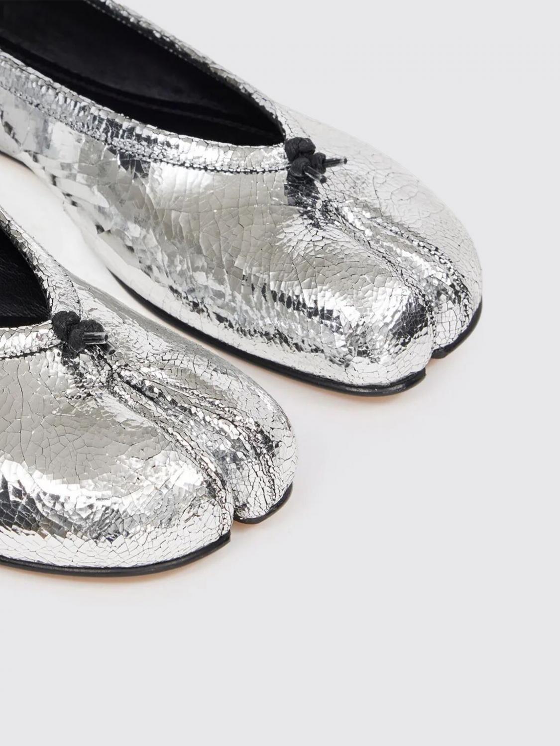 MAISON MARGIELA BALLERINE: Ballerina Tabi Maison Margiela in pelle laminata cracklè , Argento - Img 4