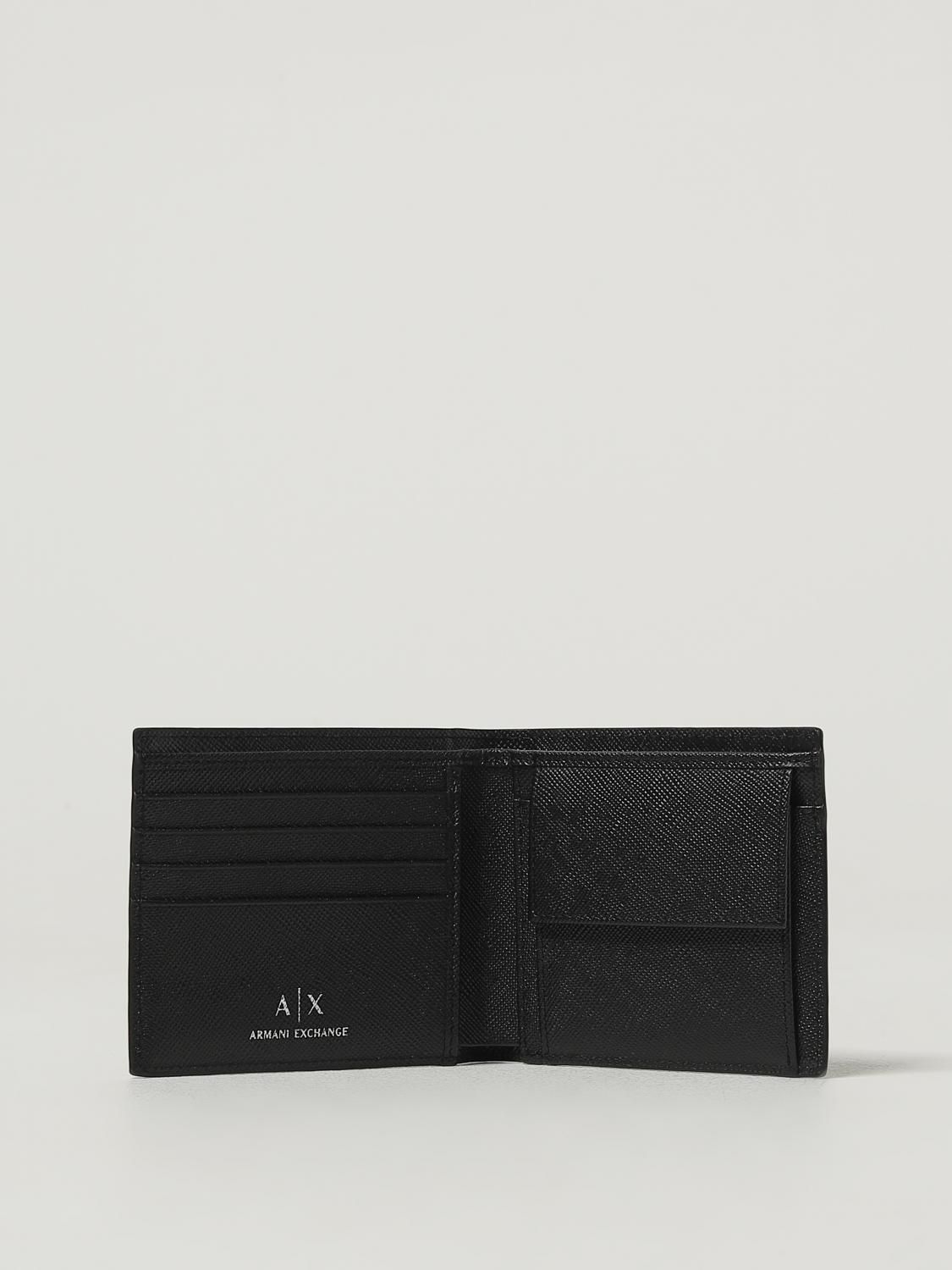 ARMANI EXCHANGE PORTAFOGLIO: Set portafoglio + portachiavi Armani Exchange in pelle saffiano , Nero - Img 2