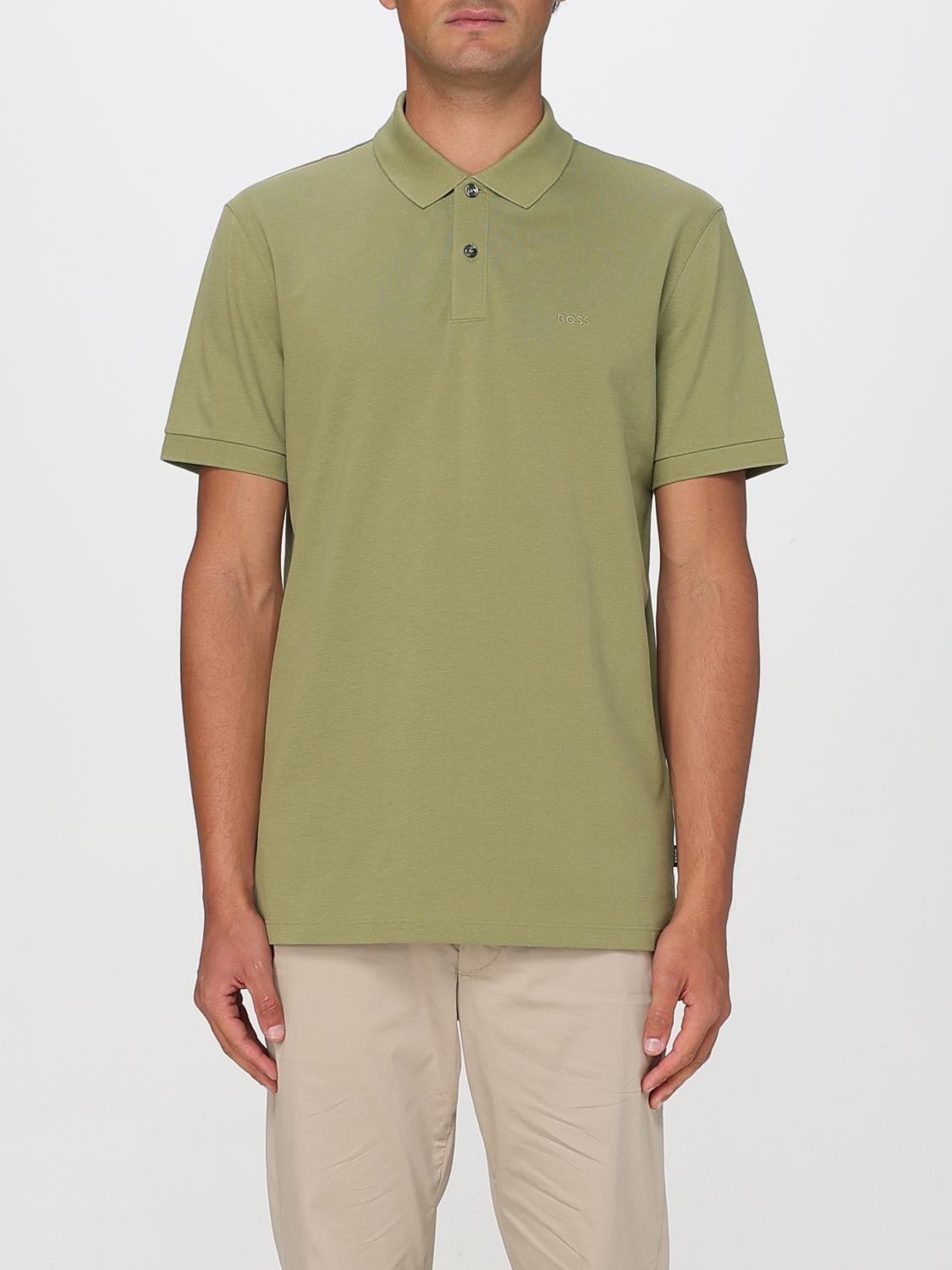 BOSS POLO: Polo in cotone Boss, Verde - Img 1