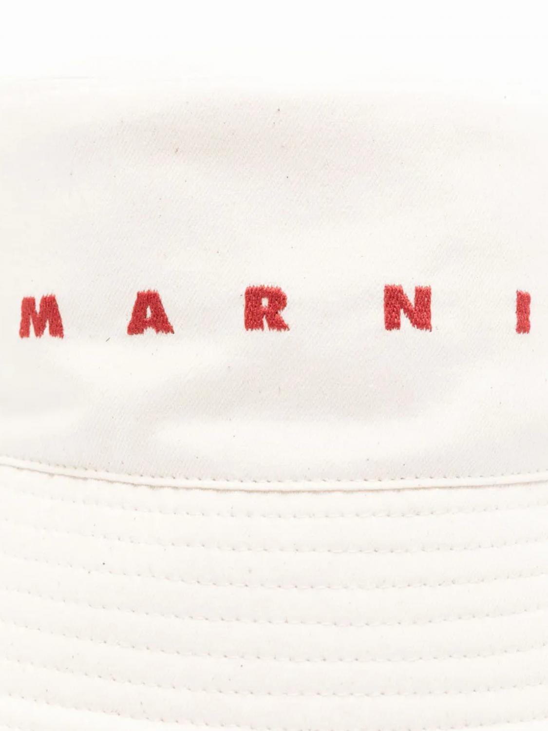 MARNI CAPPELLO: Cappello Marni in denim di cotone con logo ricamato , Bianco - Img 2