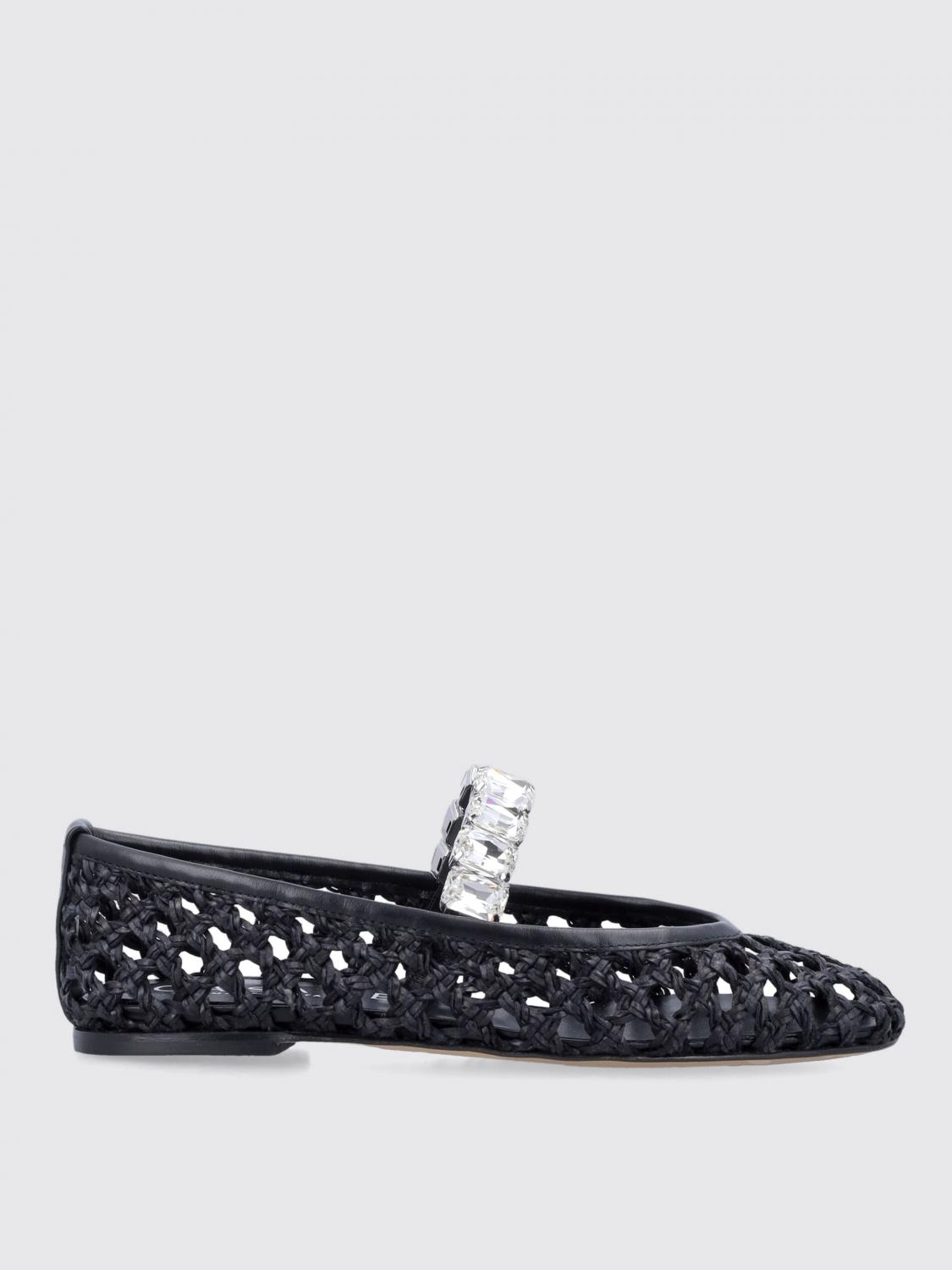 CASADEI BALLERINE: Ballerina Versilia Casadei in pelle vegana intrecciata con strass, Nero - Img 1