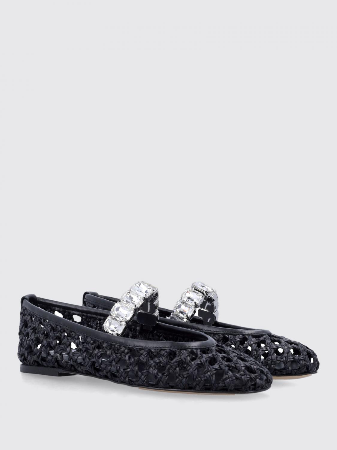 CASADEI BALLERINE: Ballerina Versilia Casadei in pelle vegana intrecciata con strass, Nero - Img 2