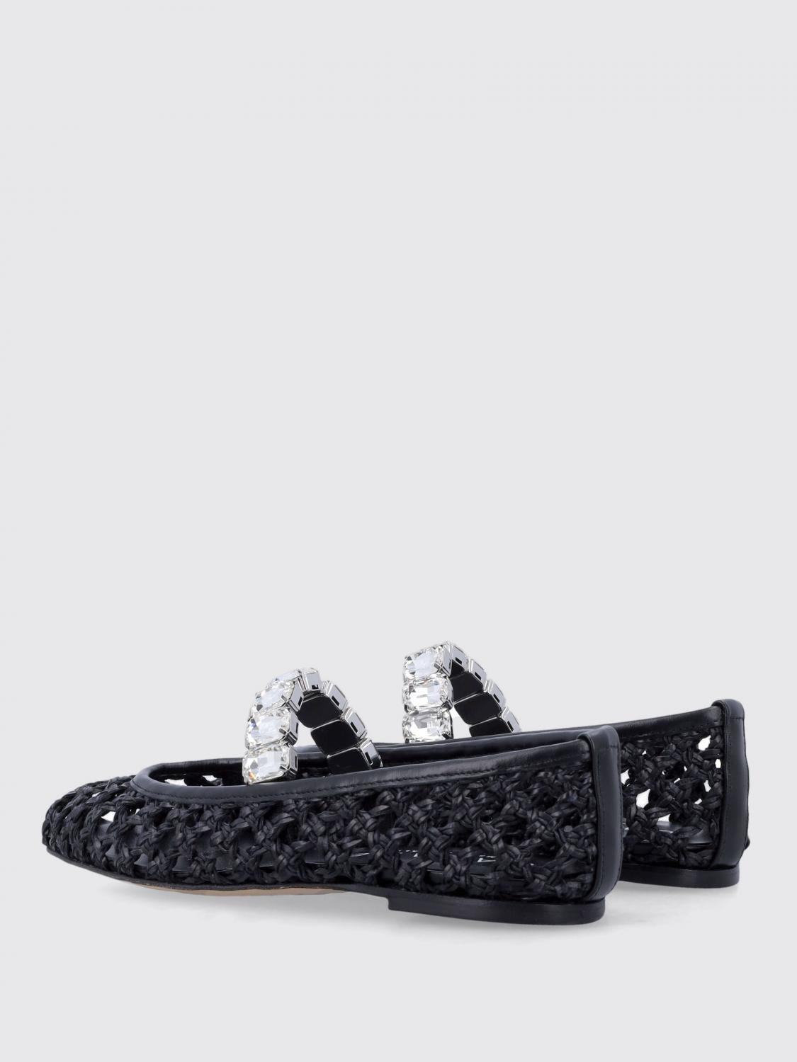 CASADEI BALLERINE: Ballerina Versilia Casadei in pelle vegana intrecciata con strass, Nero - Img 3
