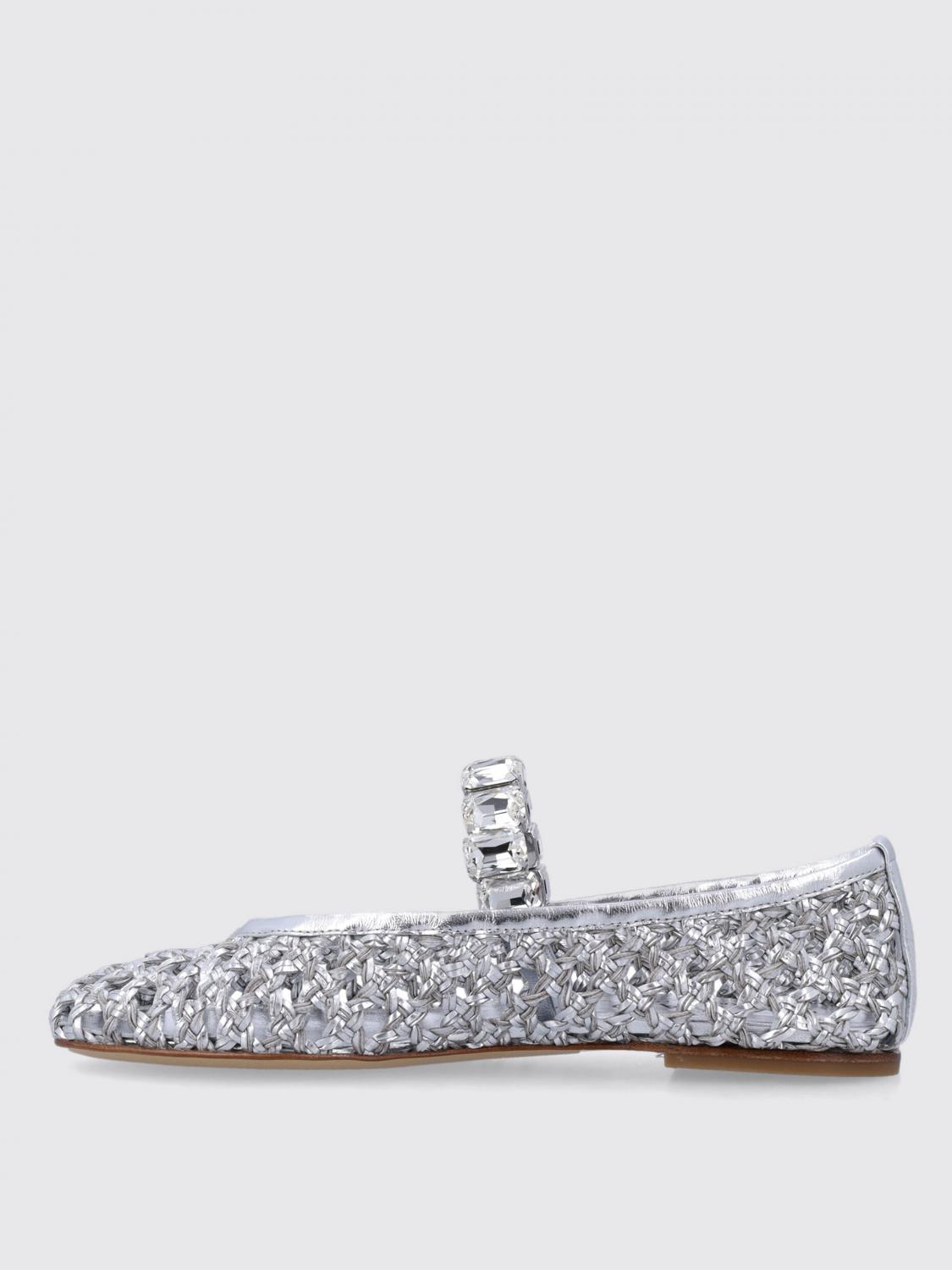 CASADEI BALLERINE: Ballerina Versilia Casadei in pelle vegana intrecciata con strass, Argento - Img 4