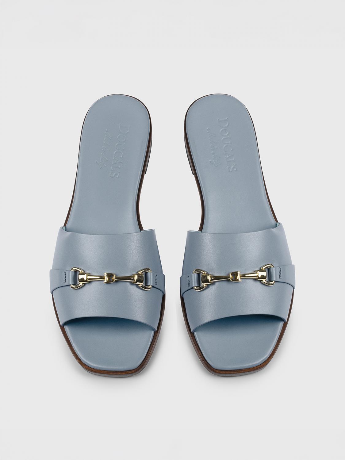 DOUCAL'S FLACHE SANDALEN: Sandale Doucal's aus Leder mit Knebel, Hellblau - Img 3