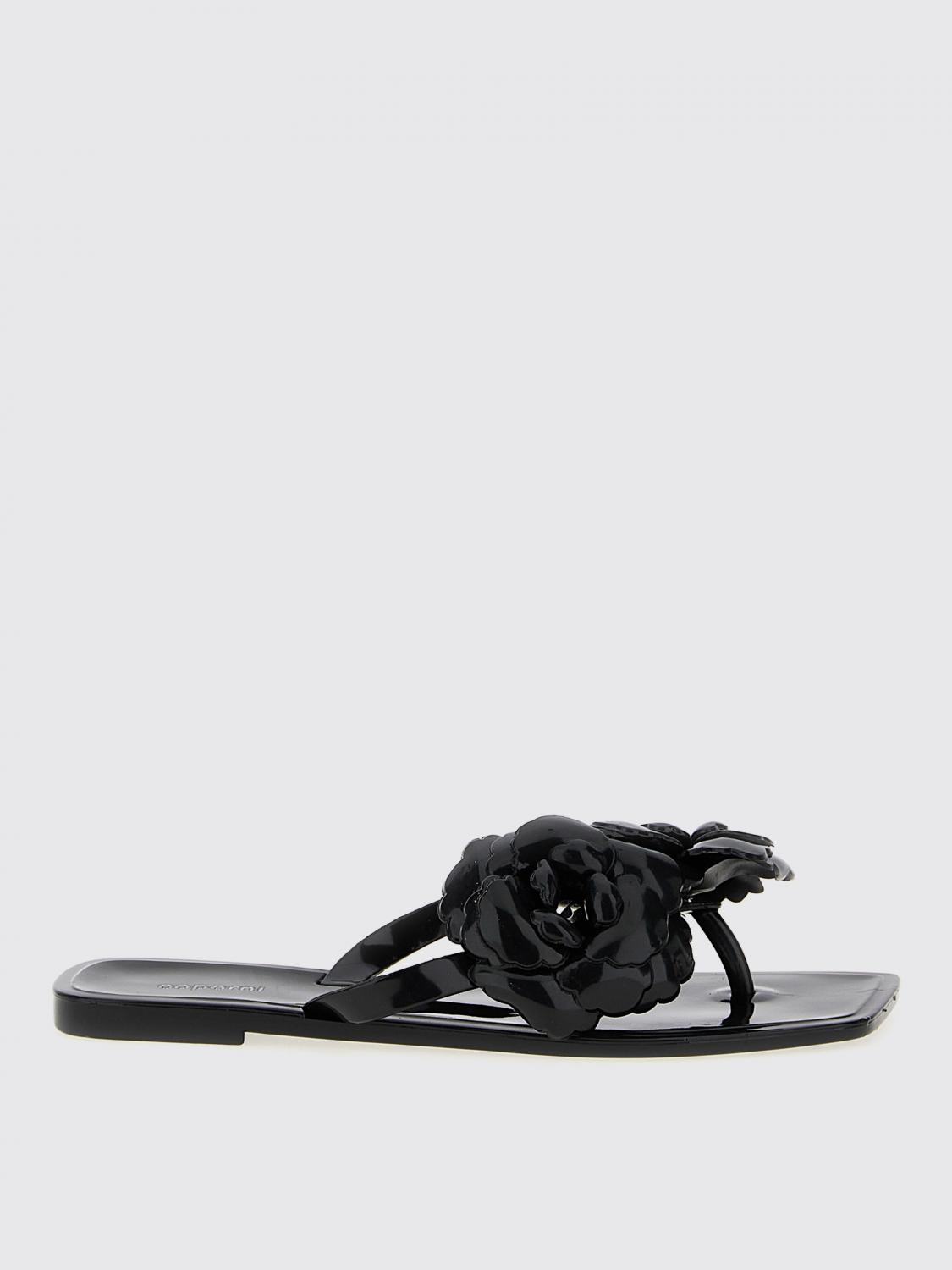 COPERNI SANDALI BASSO: Sandalo Coperni in pvc con fiori applicati , Nero - Img 1
