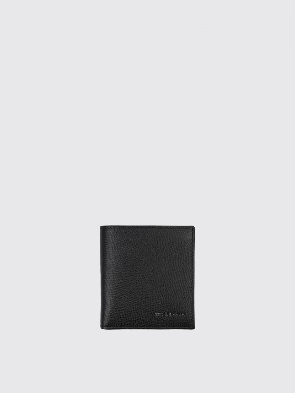 KITON PORTAFOGLIO: Portafoglio Kiton in pelle saffiano , Nero - Img 1