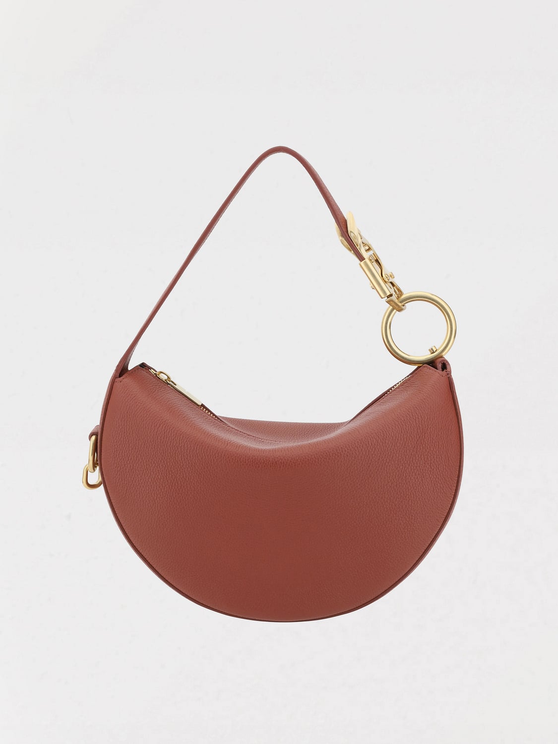 BURBERRY BORSA A SPALLA: Borsa Knight Arc Burberry in pelle martellata , Cuoio - Img 1