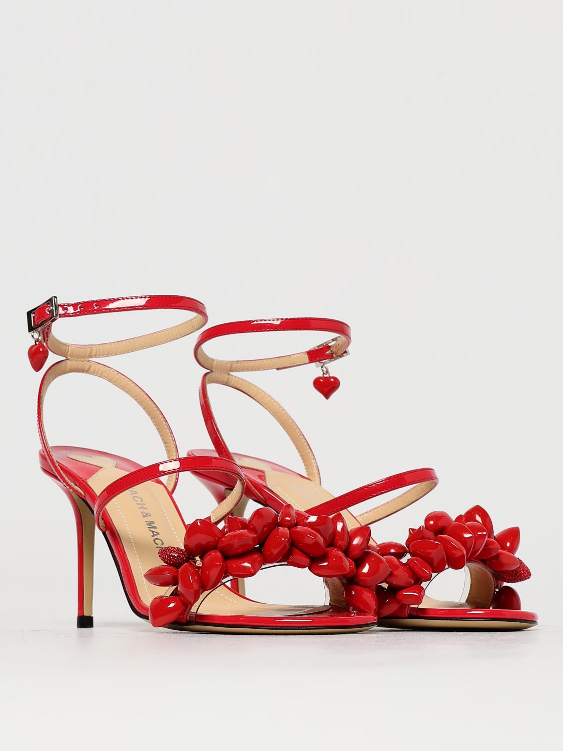 MACH&MACH SANDALI CON TACCO: Sandalo Petit Cœur Mach&Mach in vernice con cuori applicati , Rosso - Img 2