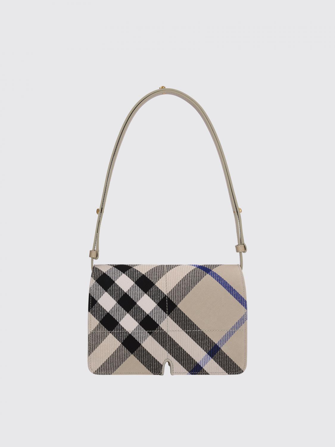 BURBERRY BORSA A SPALLA: Borsa a spalla Snip in cotone check Burberry, Rosa - Img 1