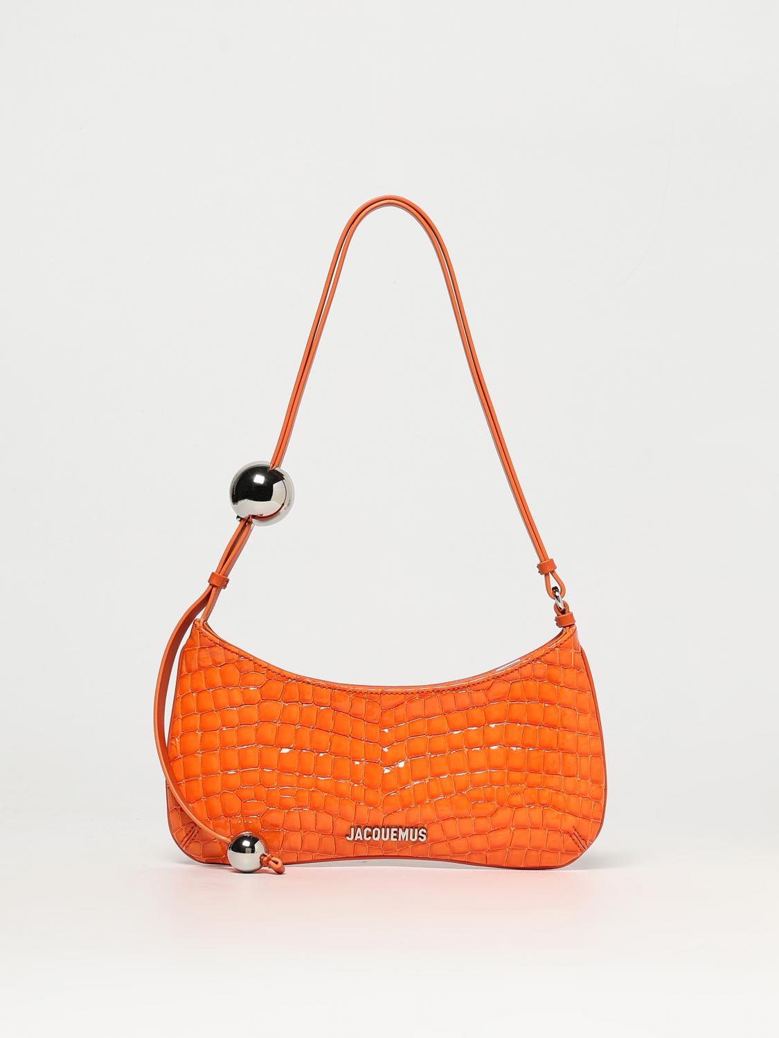 JACQUEMUS BORSA A SPALLA: Borsa Le Bisou Perle Jacquemus in vernice stampa cocco , Arancione - Img 1