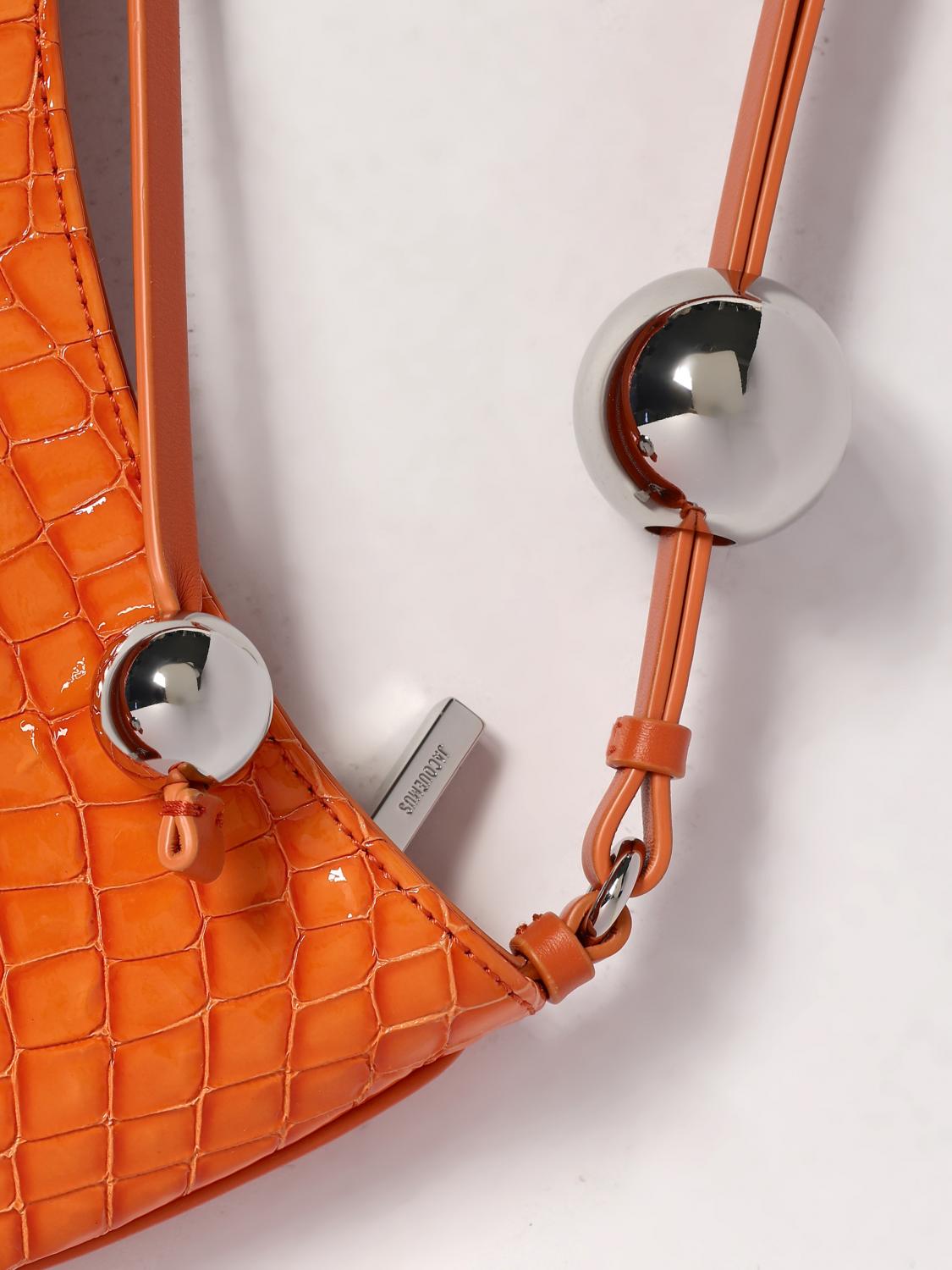 JACQUEMUS BORSA A SPALLA: Borsa Le Bisou Perle Jacquemus in vernice stampa cocco , Arancione - Img 4